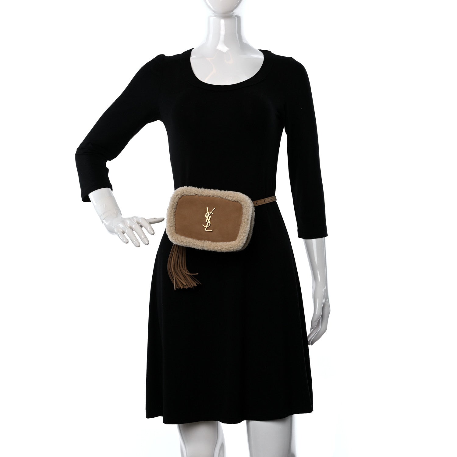 Saint Laurent Suede Shearling Lou Belt Bag Natural Tan 2 of 9