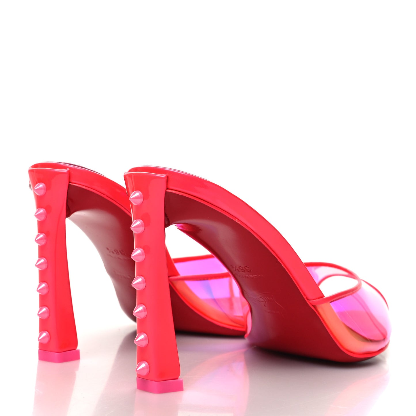 Patent Iridescent SPike 85 Slide Sandals 36.5 Fluo Pink