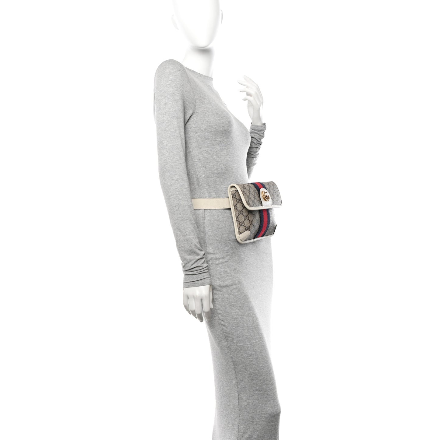 GG Supreme Monogram Web Small Ophidia Belt Bag Beige Ebony White