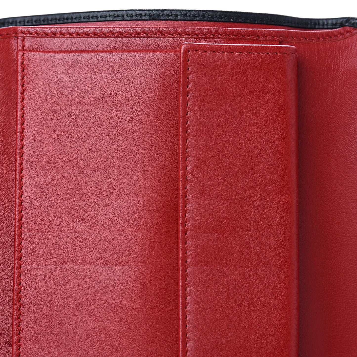 Soft Calfskin Strip Tri-Fold Compact Wallet Black