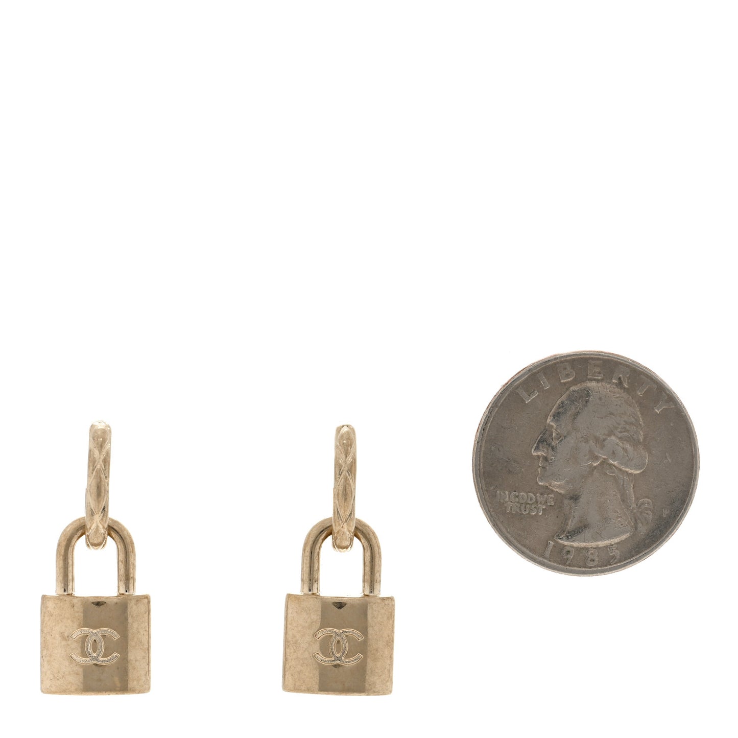 Metal Lock Drop Earrings Light Gold