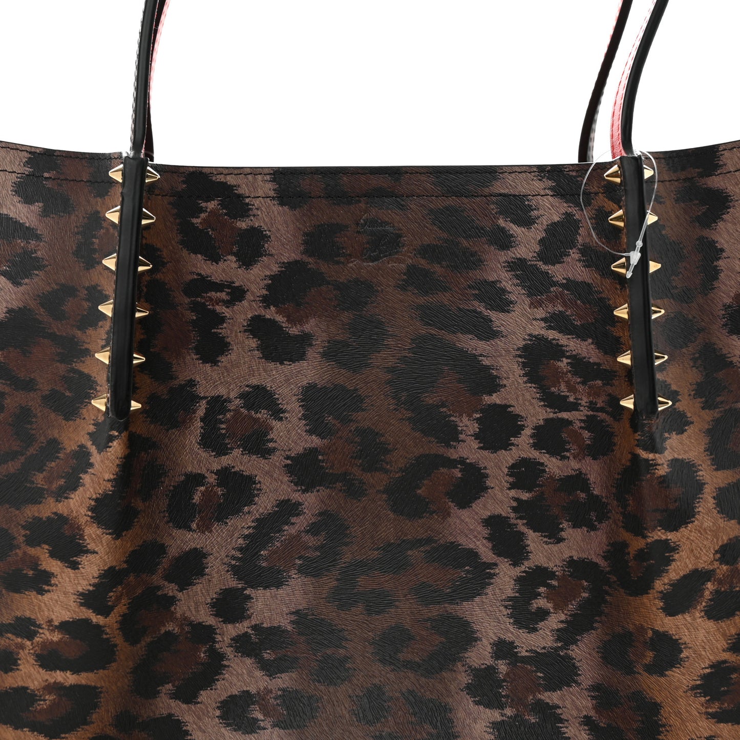 Calfskin Empire Leopard Print Spiked Large Cabarock Shopper Tote Brown