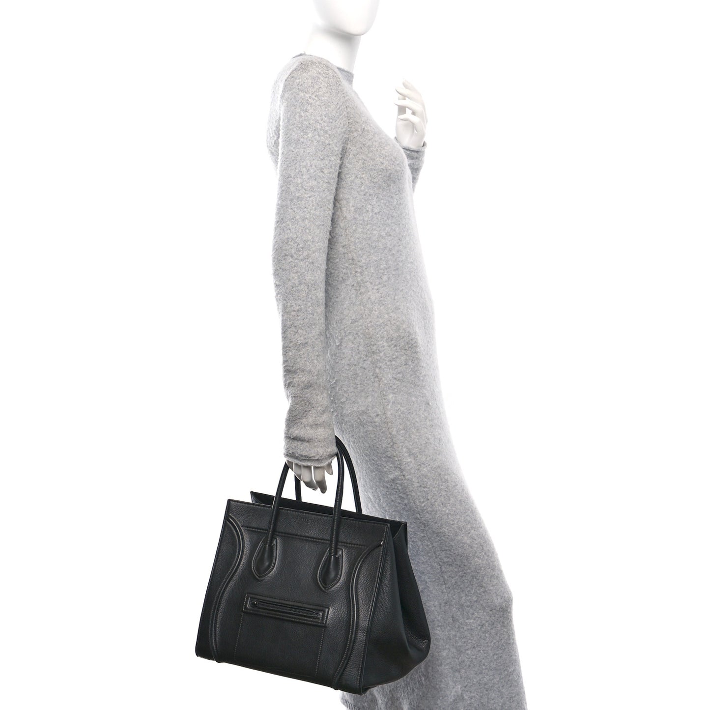 Grained Calfskin Medium Phantom Luggage Black
