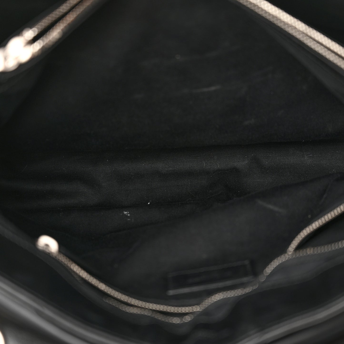 Calfskin Y Quilted Monogram Large Loulou Chain Satchel Black