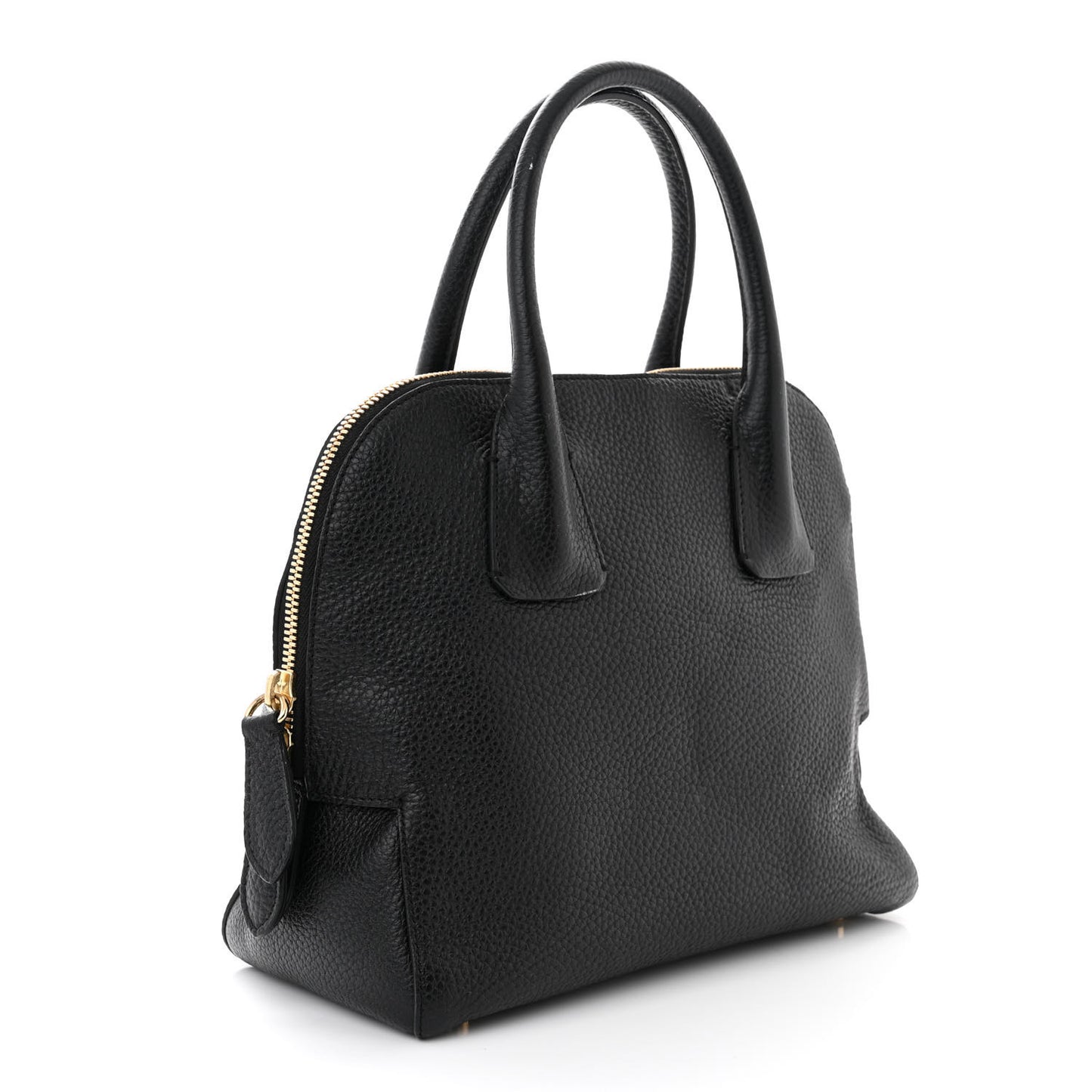 London Grainy Calfskin Small Greenwood Bowling Bag Black