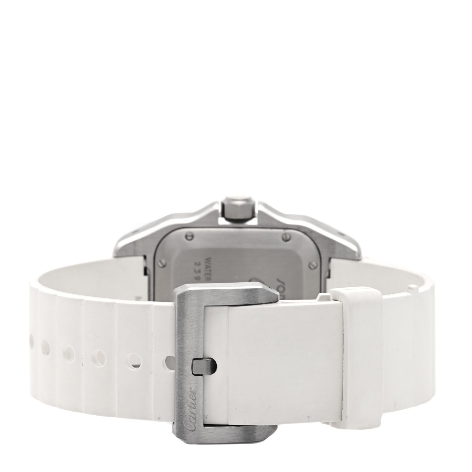 Cartier Stainless Steel Rubber 33mm Santos 100 Automatic Watch White 4 of 5