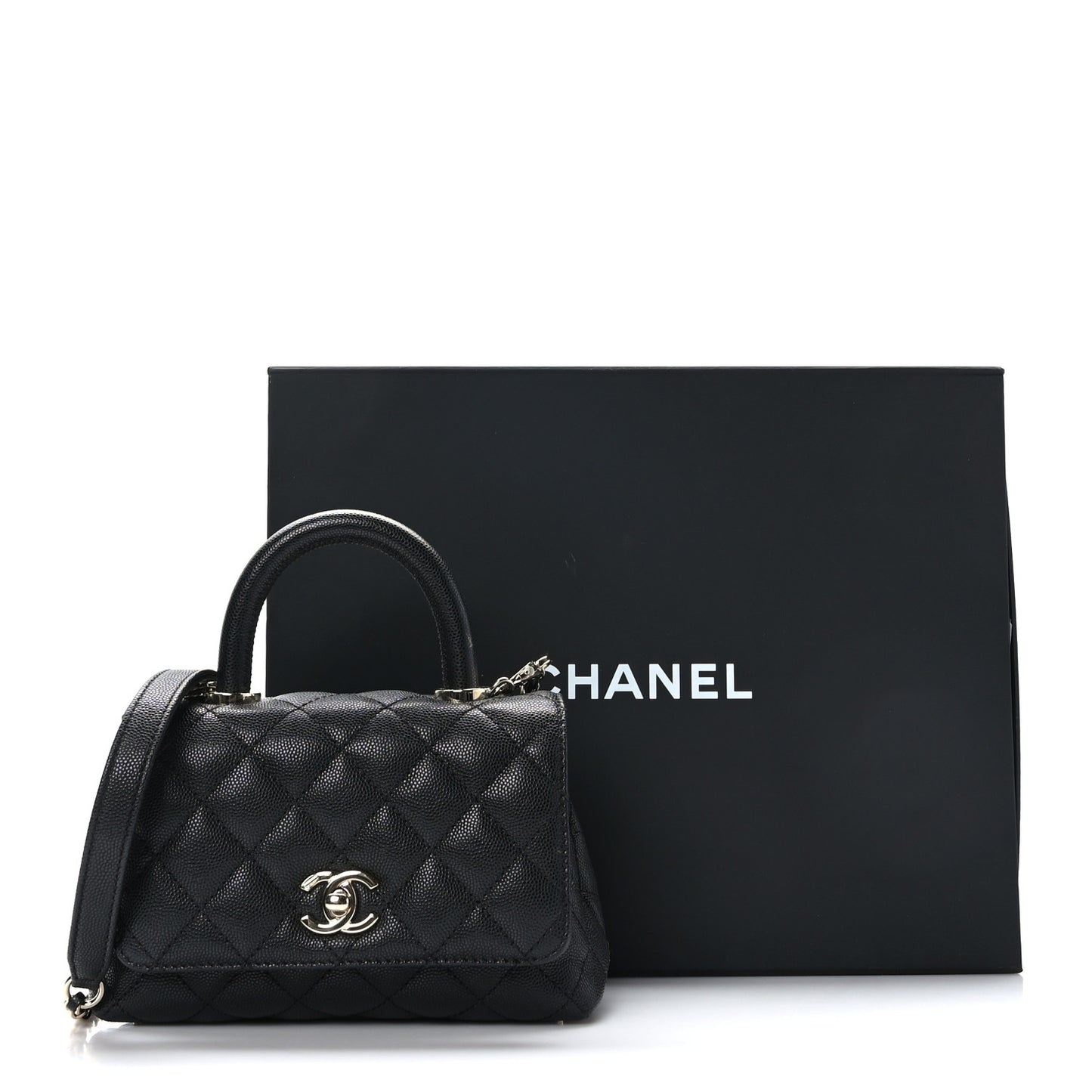 Caviar Quilted Extra Mini Coco Handle Flap Black