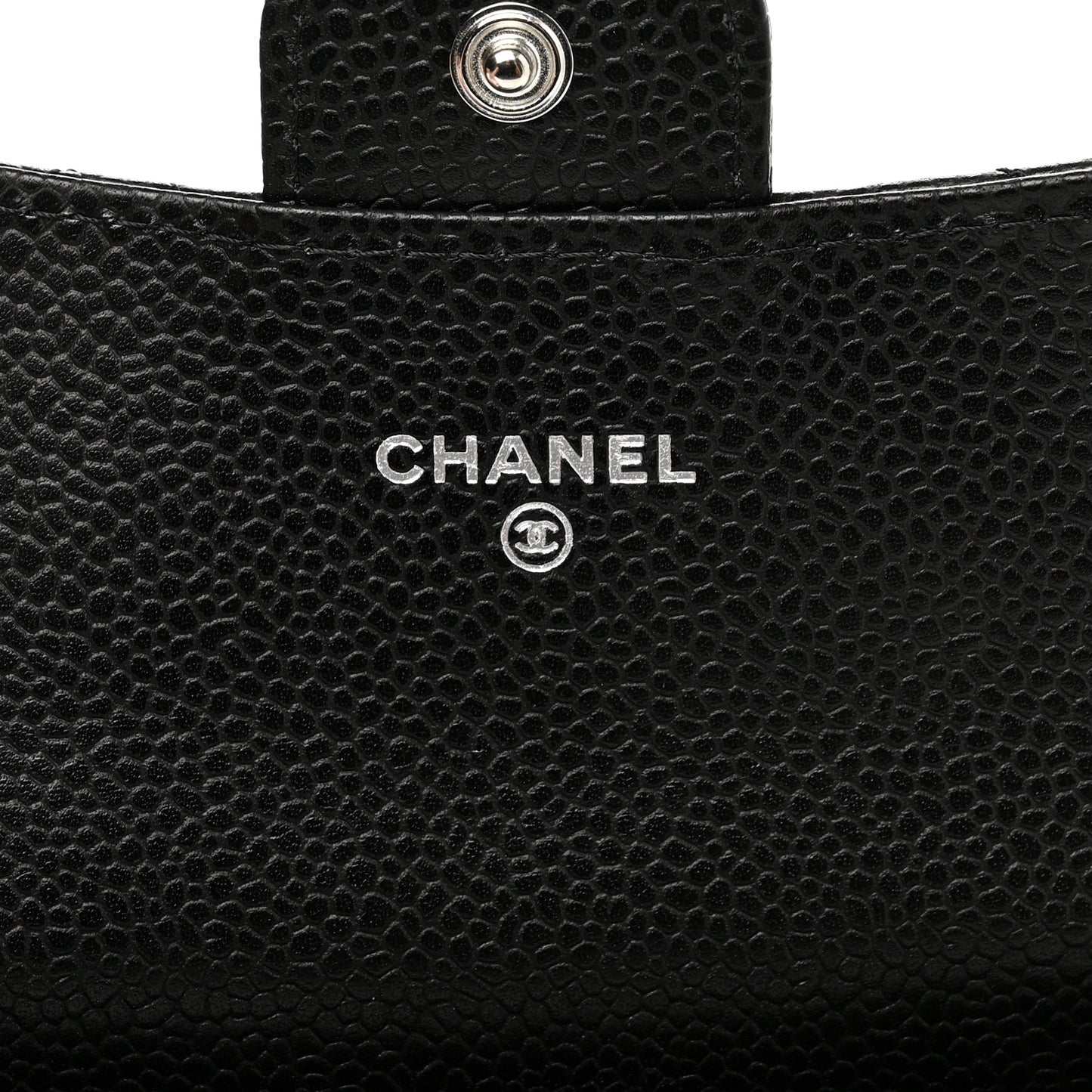 Caviar Quilted Flap Card Holder Wallet Black