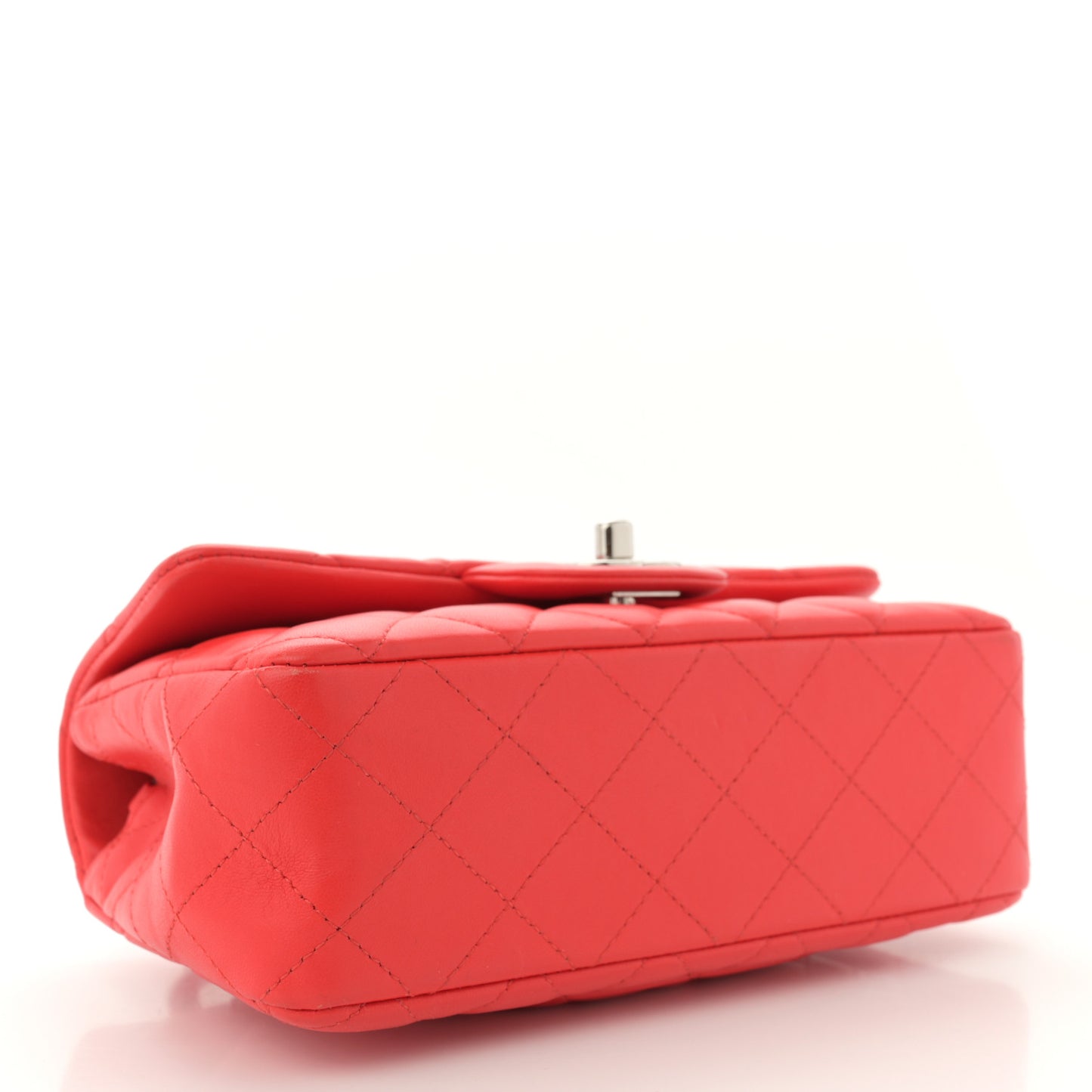 Lambskin Quilted Mini Rectangular Flap Red