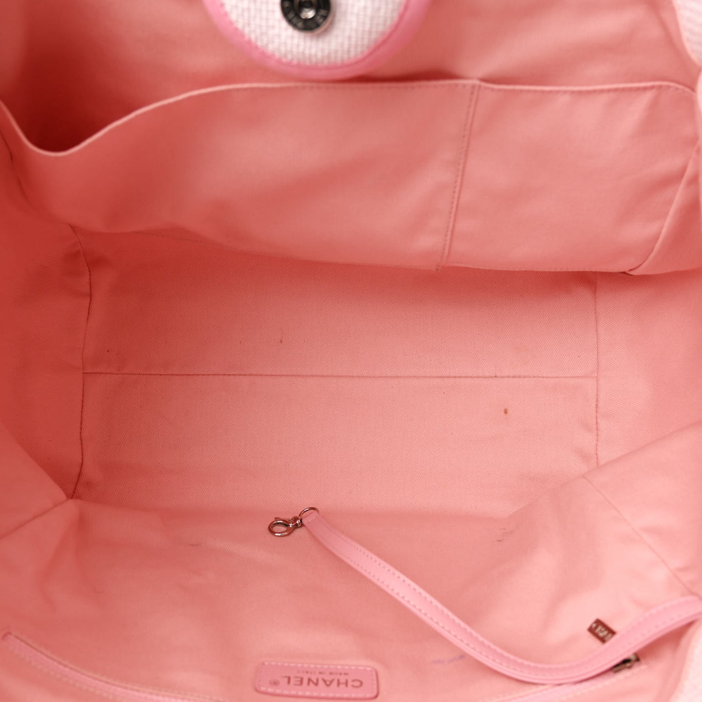 Woven Straw Raffia Medium Deauville Tote Pink
