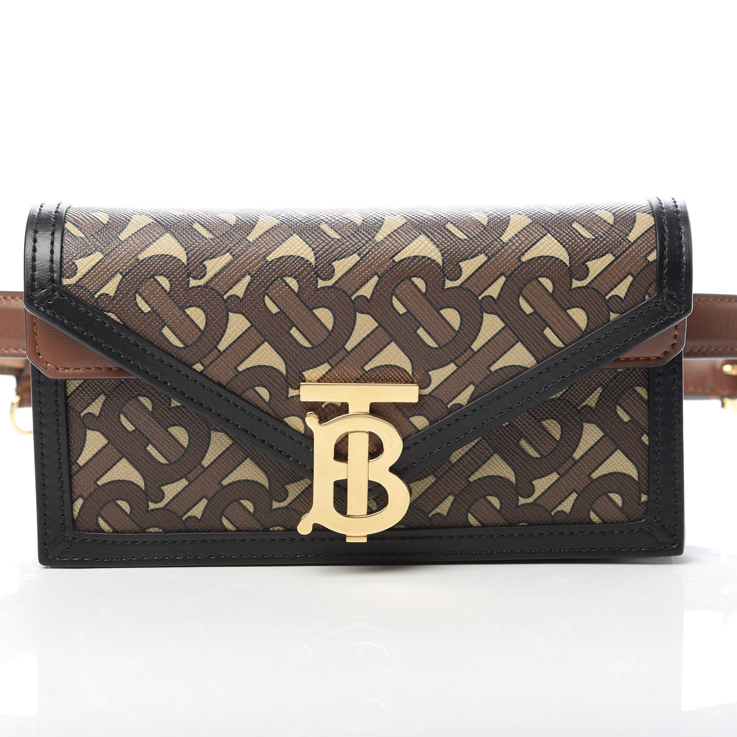 E-Canvas Monogram TB Envelope Belt Bag Bridle Brown