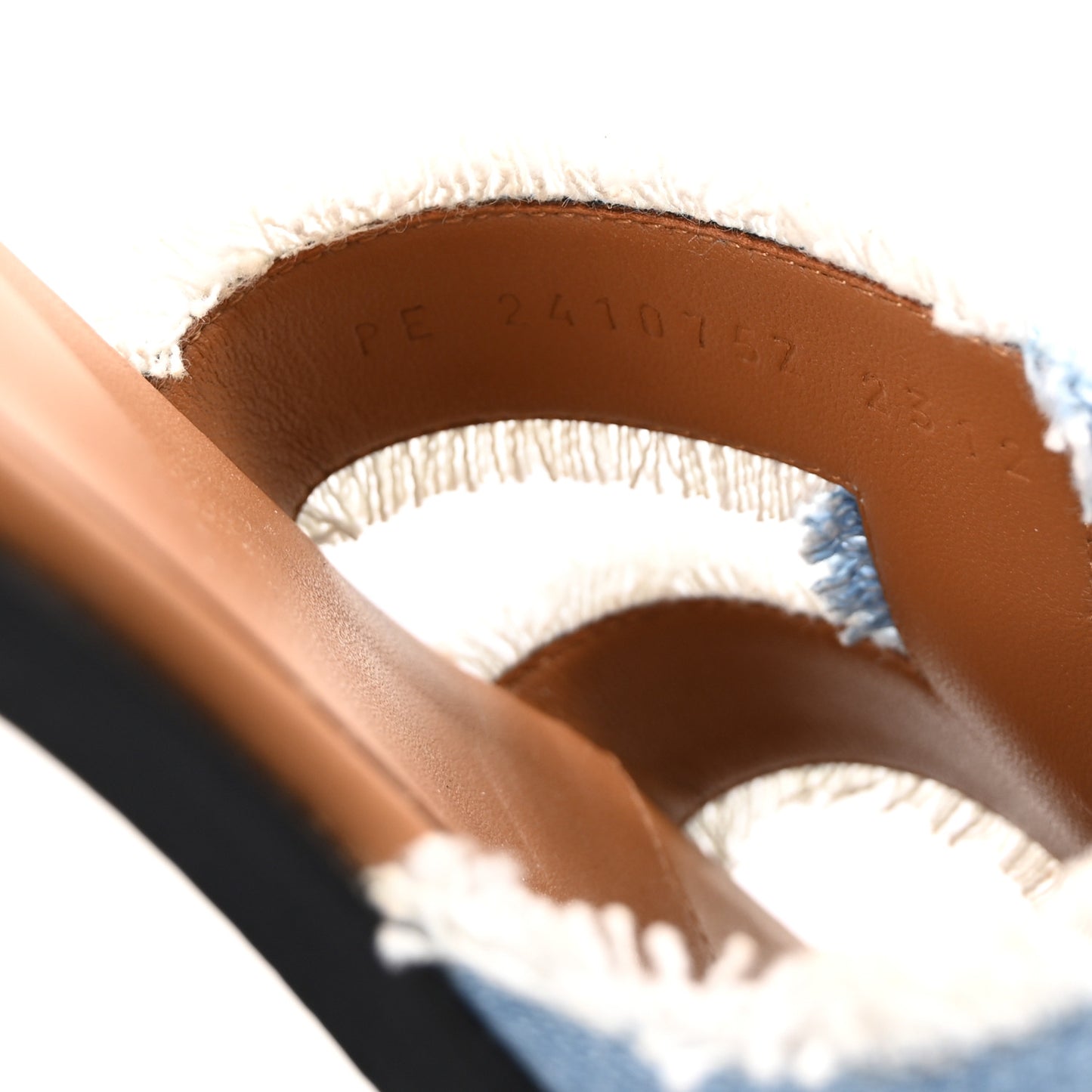 Denim Fringe Santorini Sandals 39 Bleu Clair Naturel