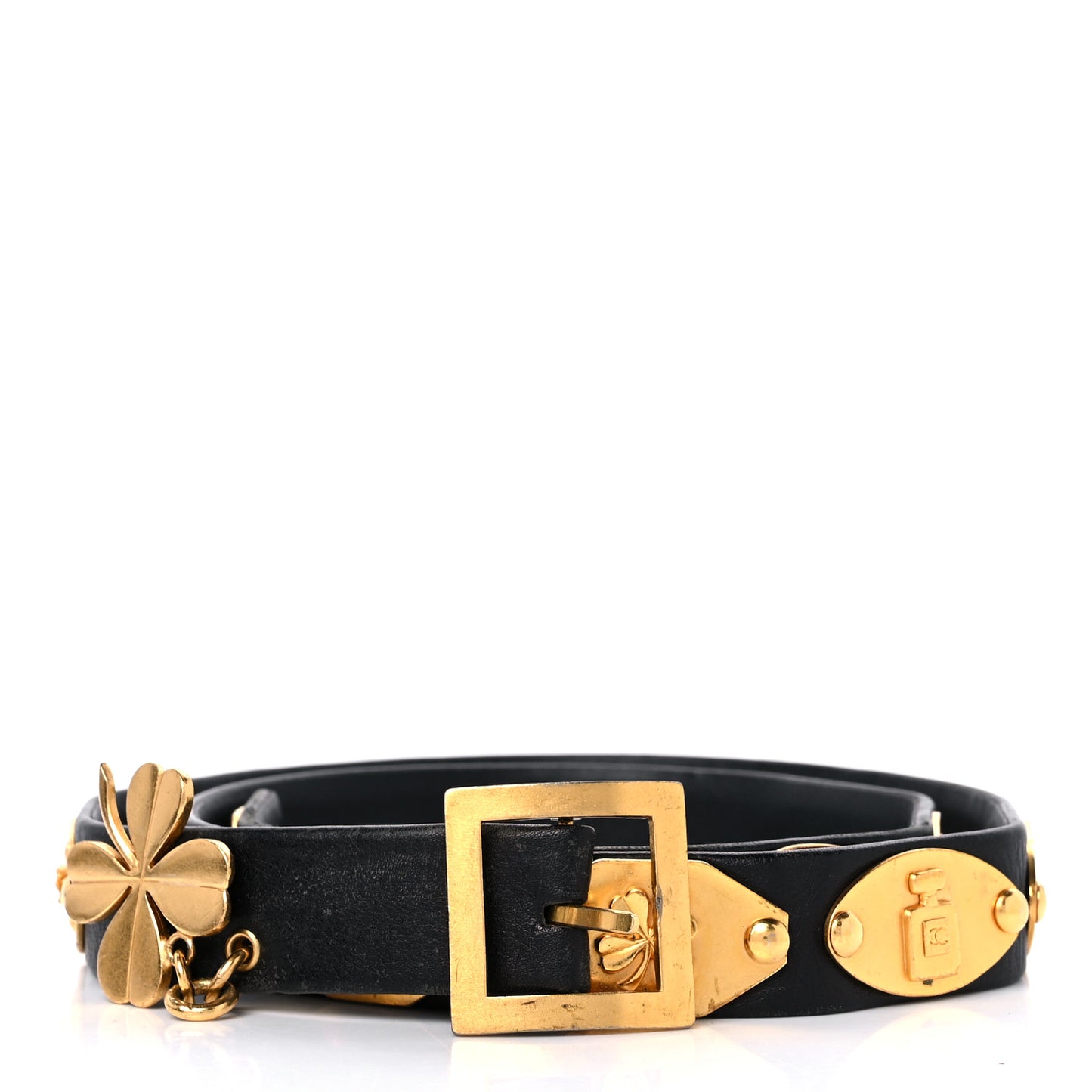 Metal Calfskin Clover Belt 85 34 Gold