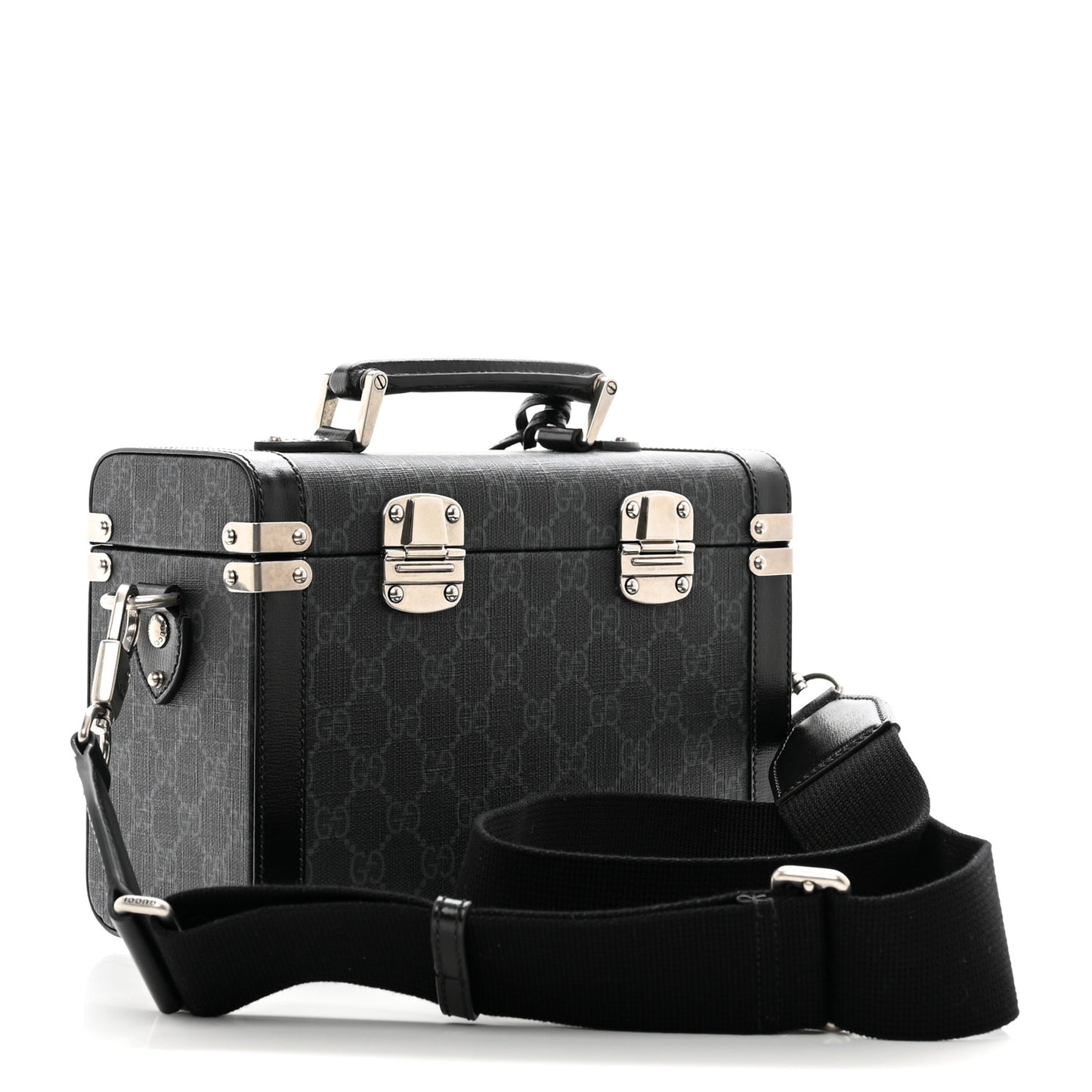 GG Supreme Monogram Calfskin Savoy Top Handle Beauty Case Black