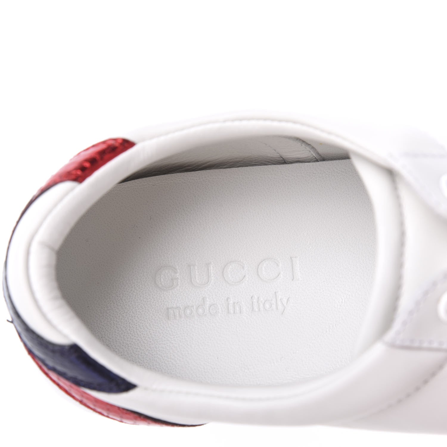Gucci Calfskin Metallic Ayers Mens Bambi GG Sneakers 8.5 Great White Notte Red 7 of 9