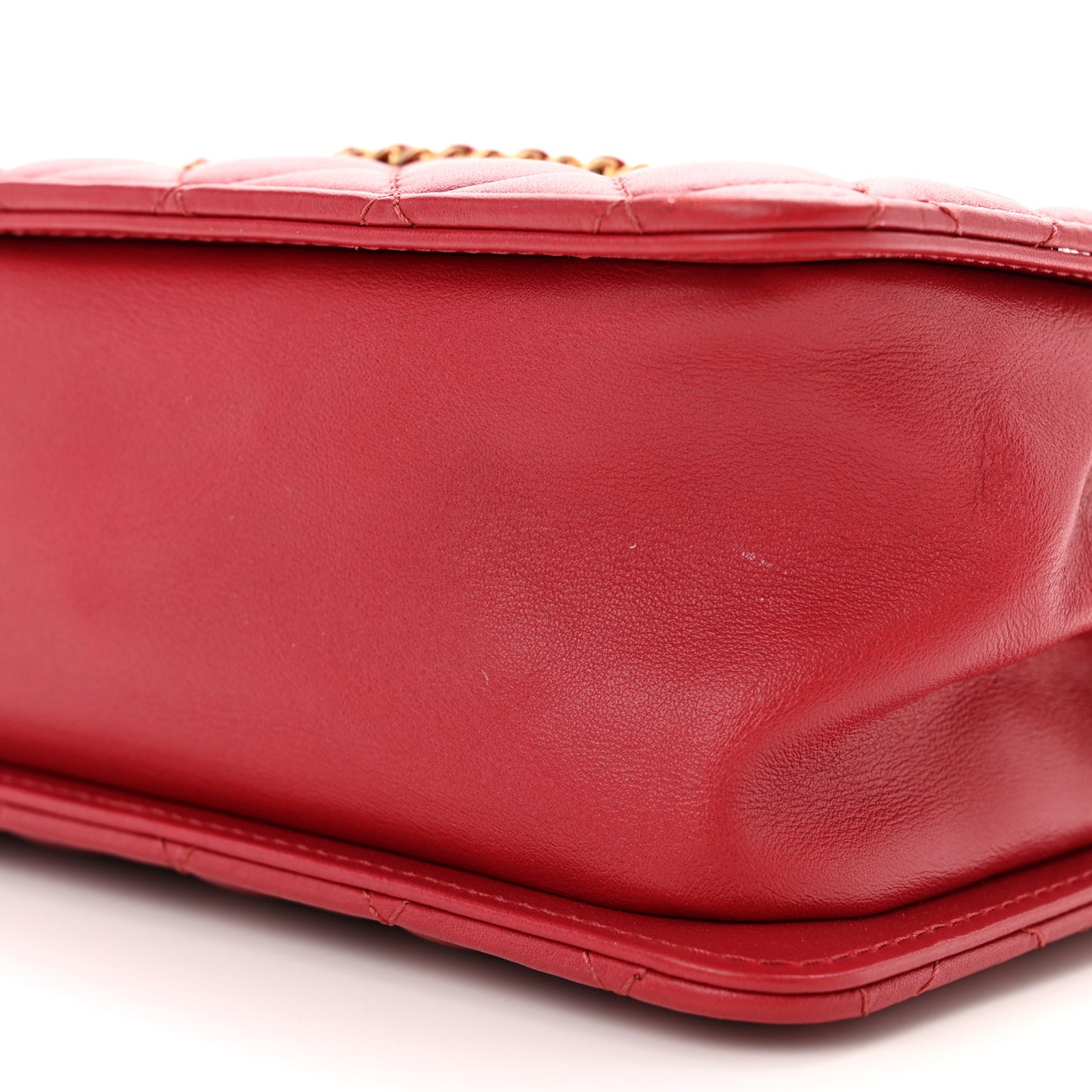 Calfskin Quilted Small CC Chain Accordion Tote Red