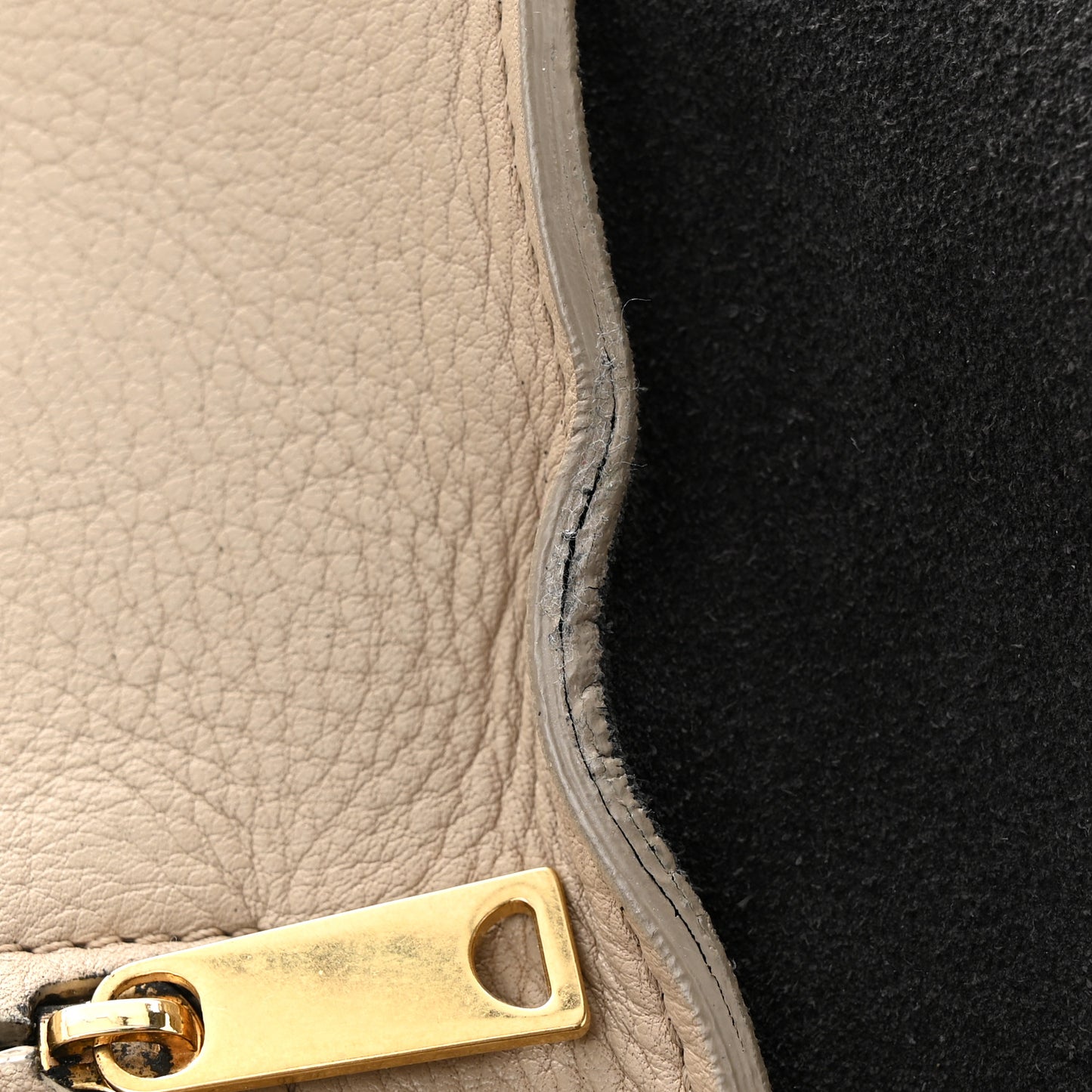 Drummed Calfskin Suede Medium Trapeze Black Taupe