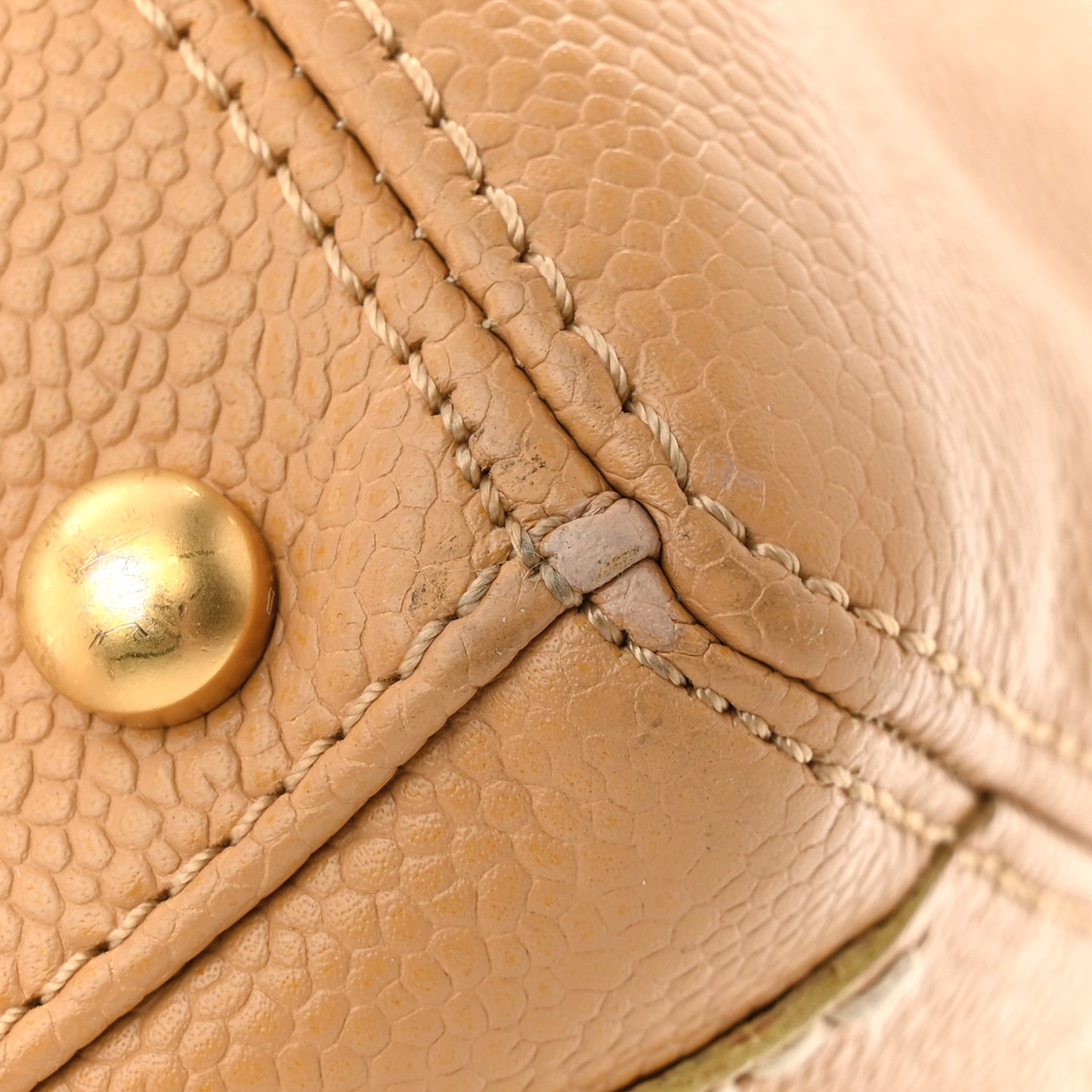 Caviar CC Stitched Medium Tote Beige