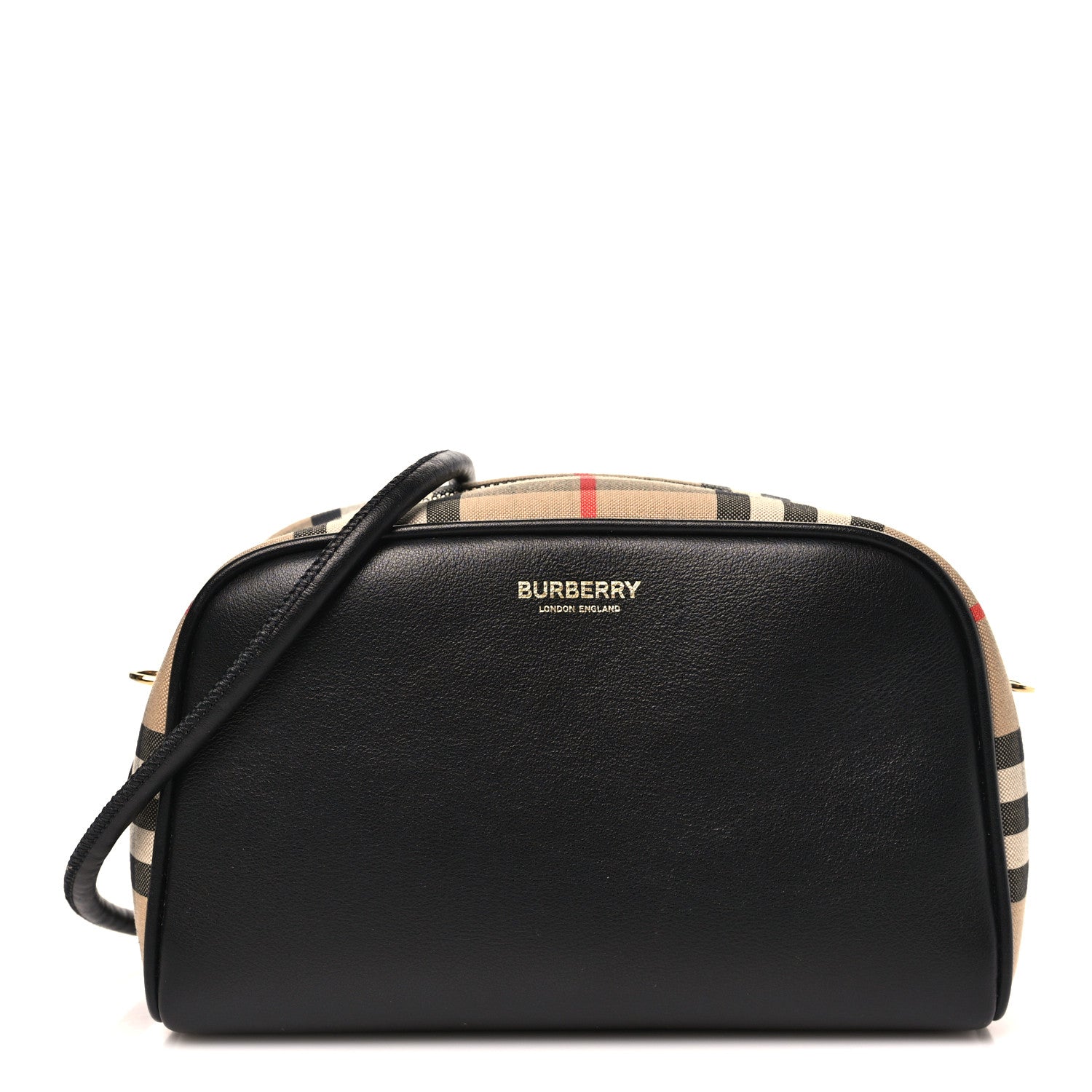 BURBERRY ショルダーバッグ Burberry Calfskin Vintage Check Half Cube Crossbody Bag Black