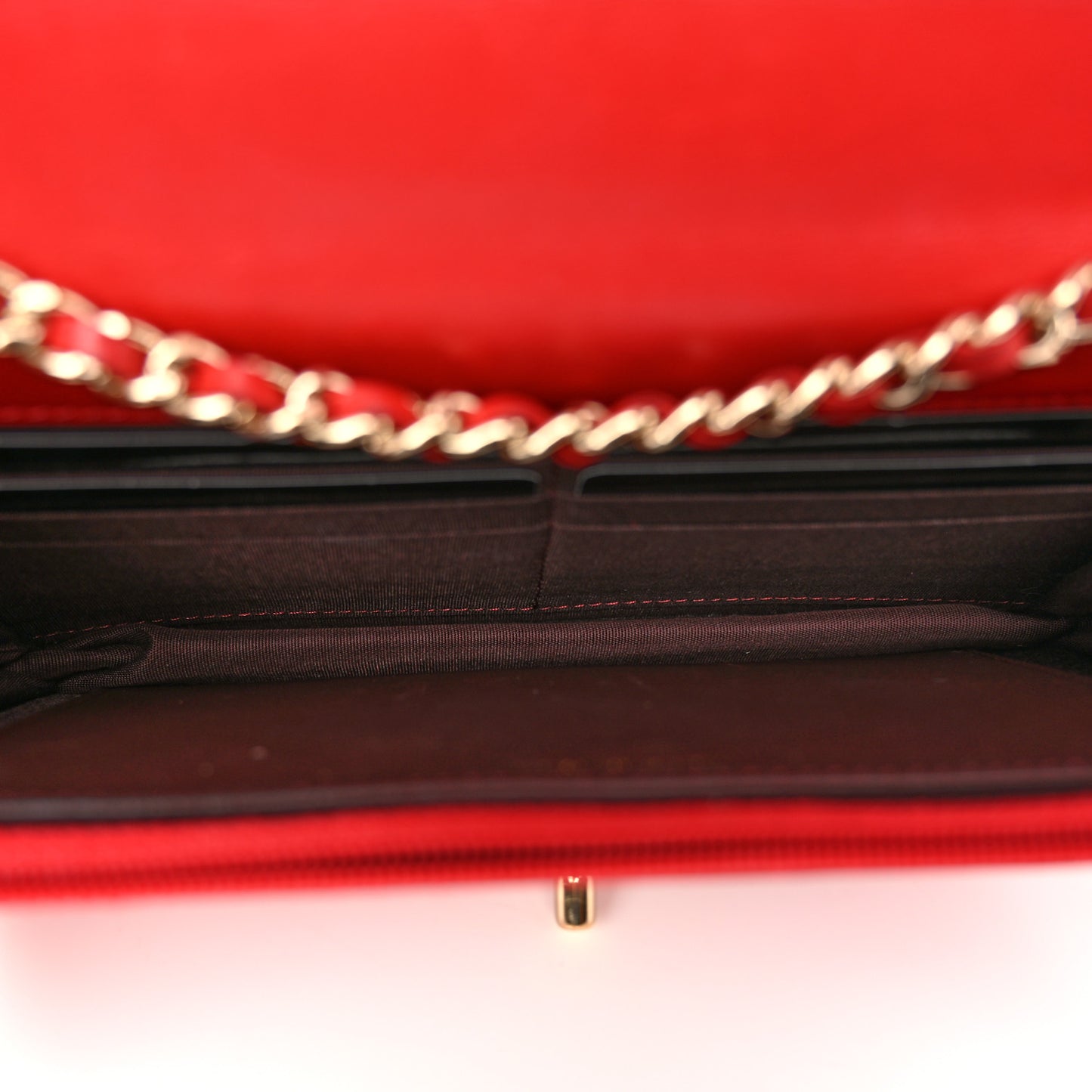 Lambskin Quilted Trendy CC Wallet On Chain WOC Red
