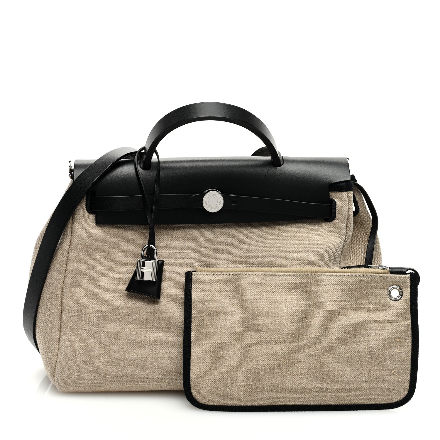 Hermes Military Toile Vache Hunter Herbag Zip Retourne 31 PM Ficelle Black 3 of 11