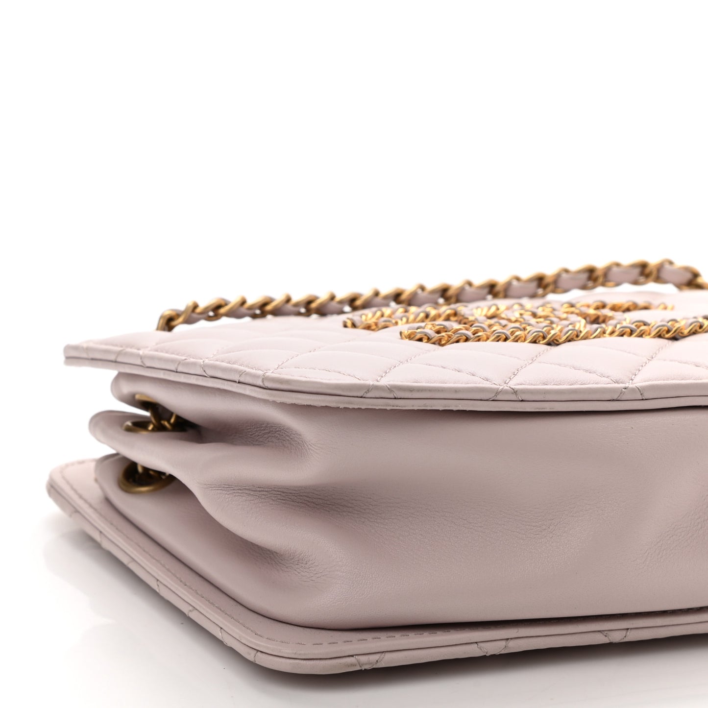 Calfskin Quilted Small CC Chain Accordion Tote Light Pink