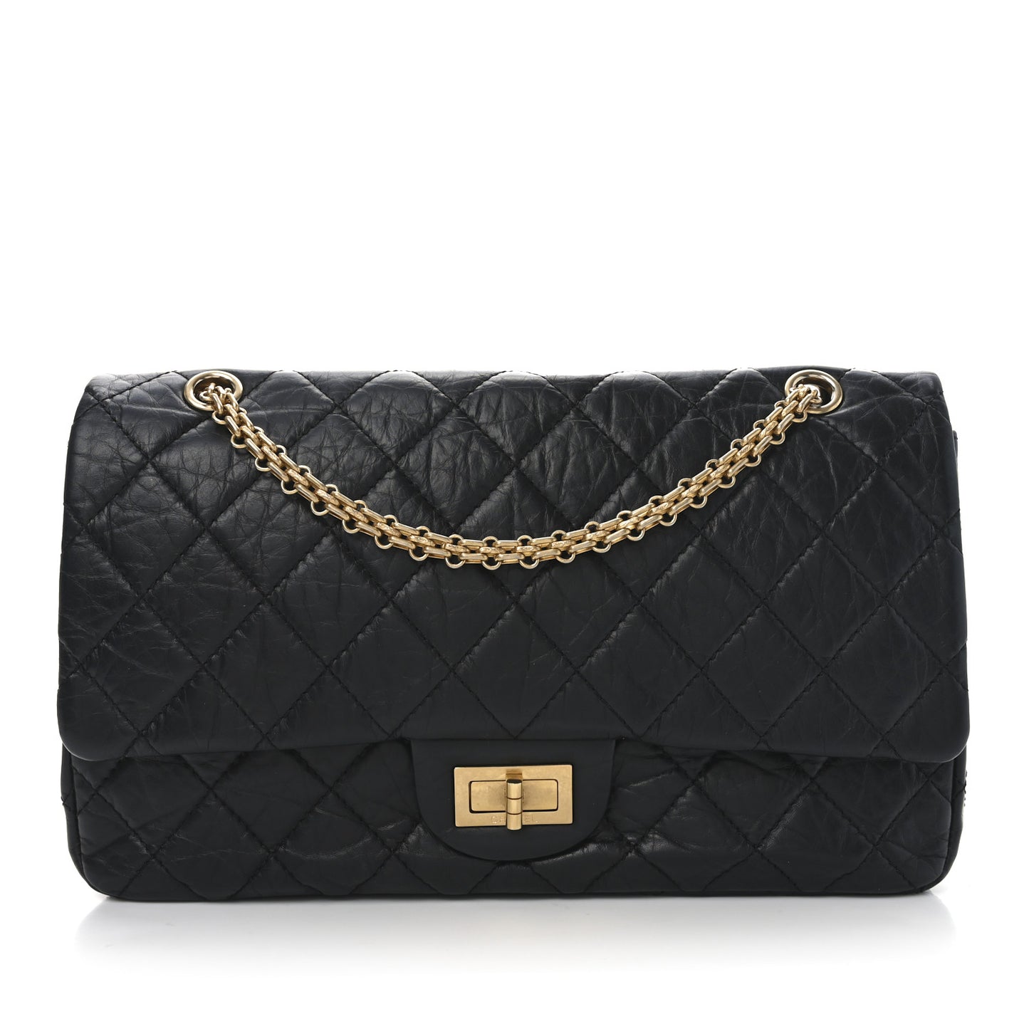 Aged Calfskin Quilted 2.55 Reissue 227 Flap Black
