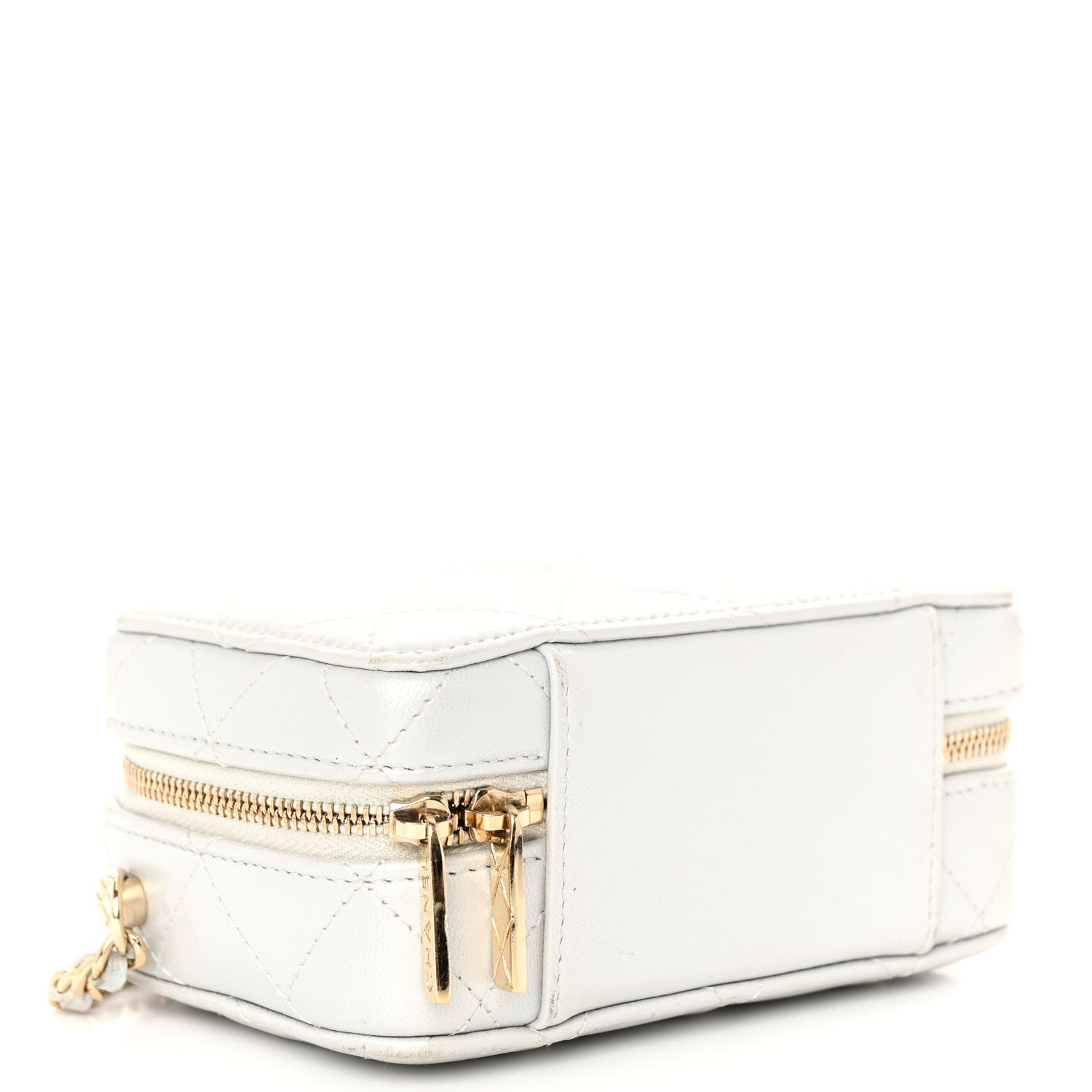 Chanel Metallic Lambskin Quilted Top Handle Vanity Case Silver 5 of 11