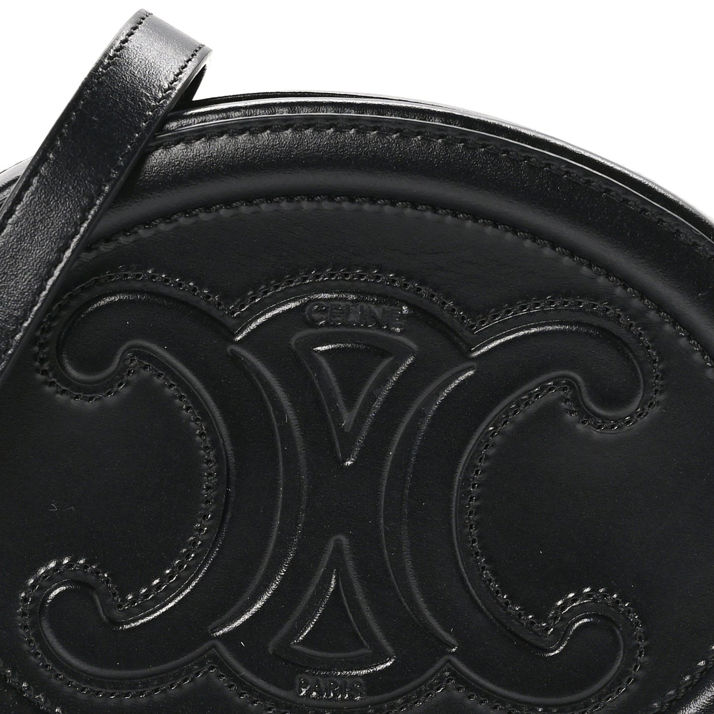 Smooth Calfskin Cuir Small Triomphe Oval Crossbody Purse Black