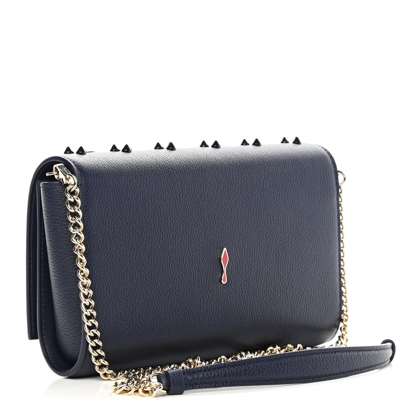 Calfskin Spikes Loubinthesky Paloma Clutch Navy