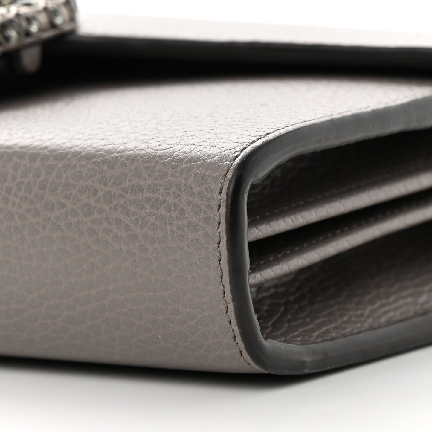 Dollar Calfskin Crystal Mini Dionysus Chain Wallet Dusty Grey Black Diamond
