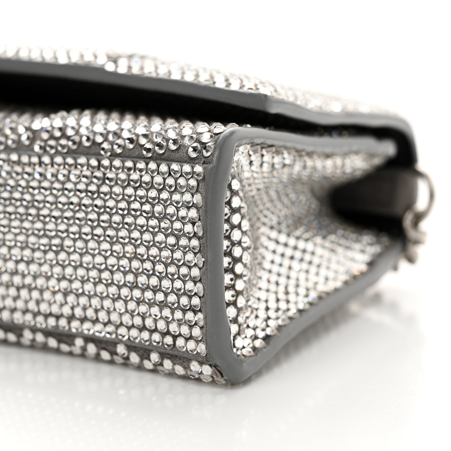 Strass Suede Hourglass Chain Bag Smoke Grey Crystal