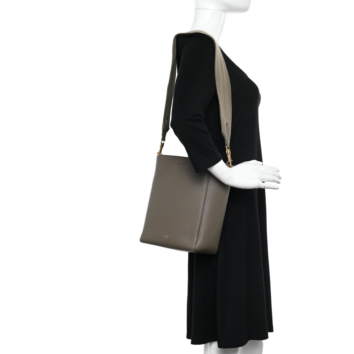 Soft Grained Calfskin Small Sangle Bucket Bag Taupe