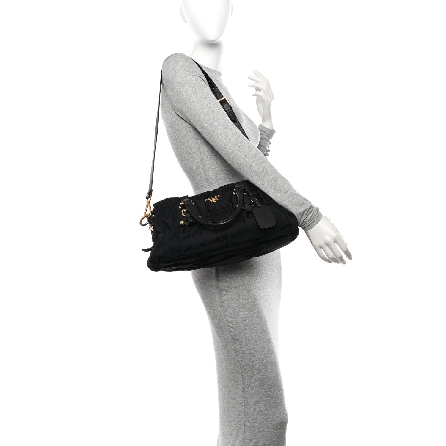 Prada Tessuto Nylon Gaufre Shopping Satchel Black 2 of 14