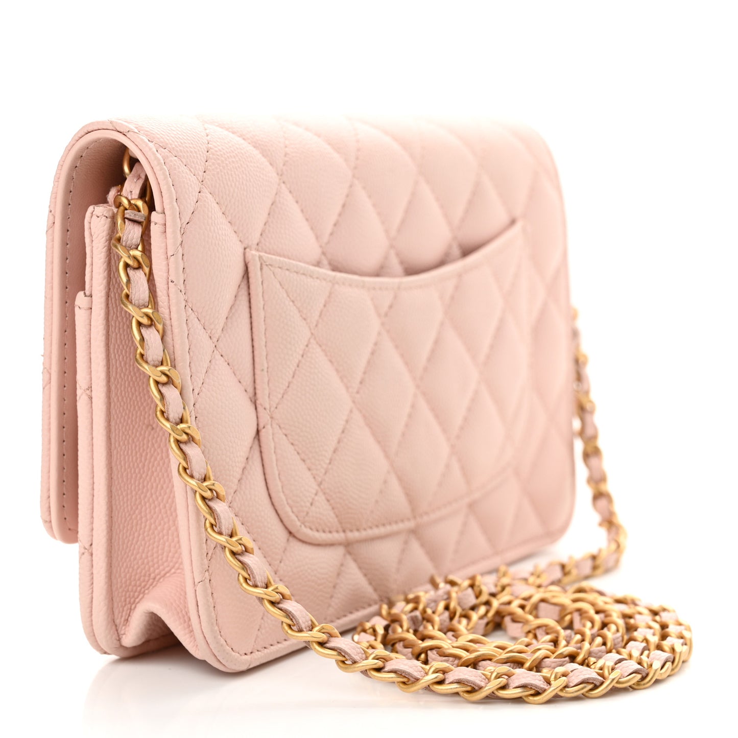 Caviar Quilted Camellia Wallet On Chain WOC Light Pink