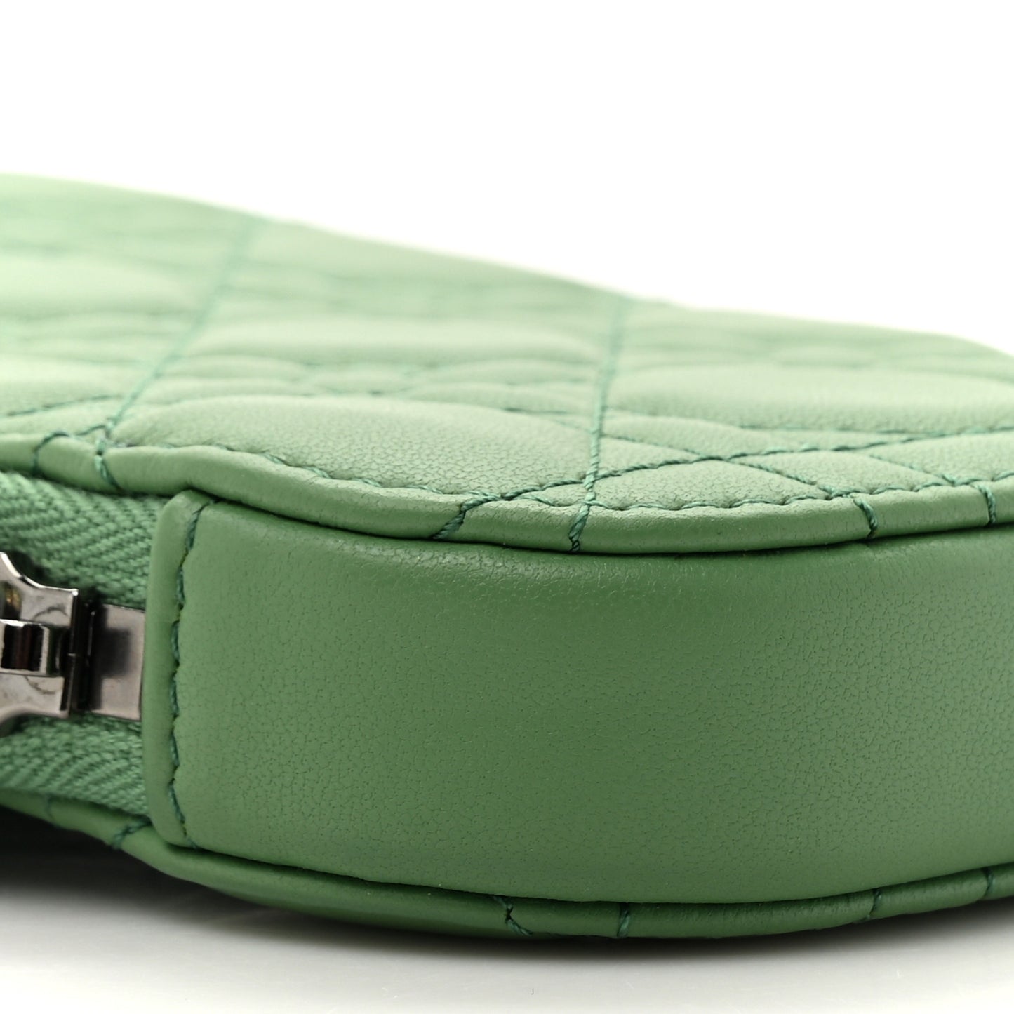 Lambskin Cannage Lady Dior Phone Holder Green