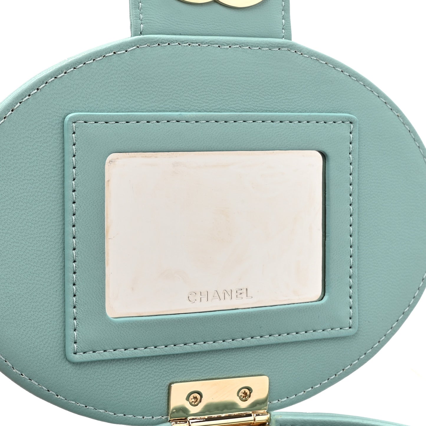 Lambskin Resin Elegant Chain Vanity Case Light Blue
