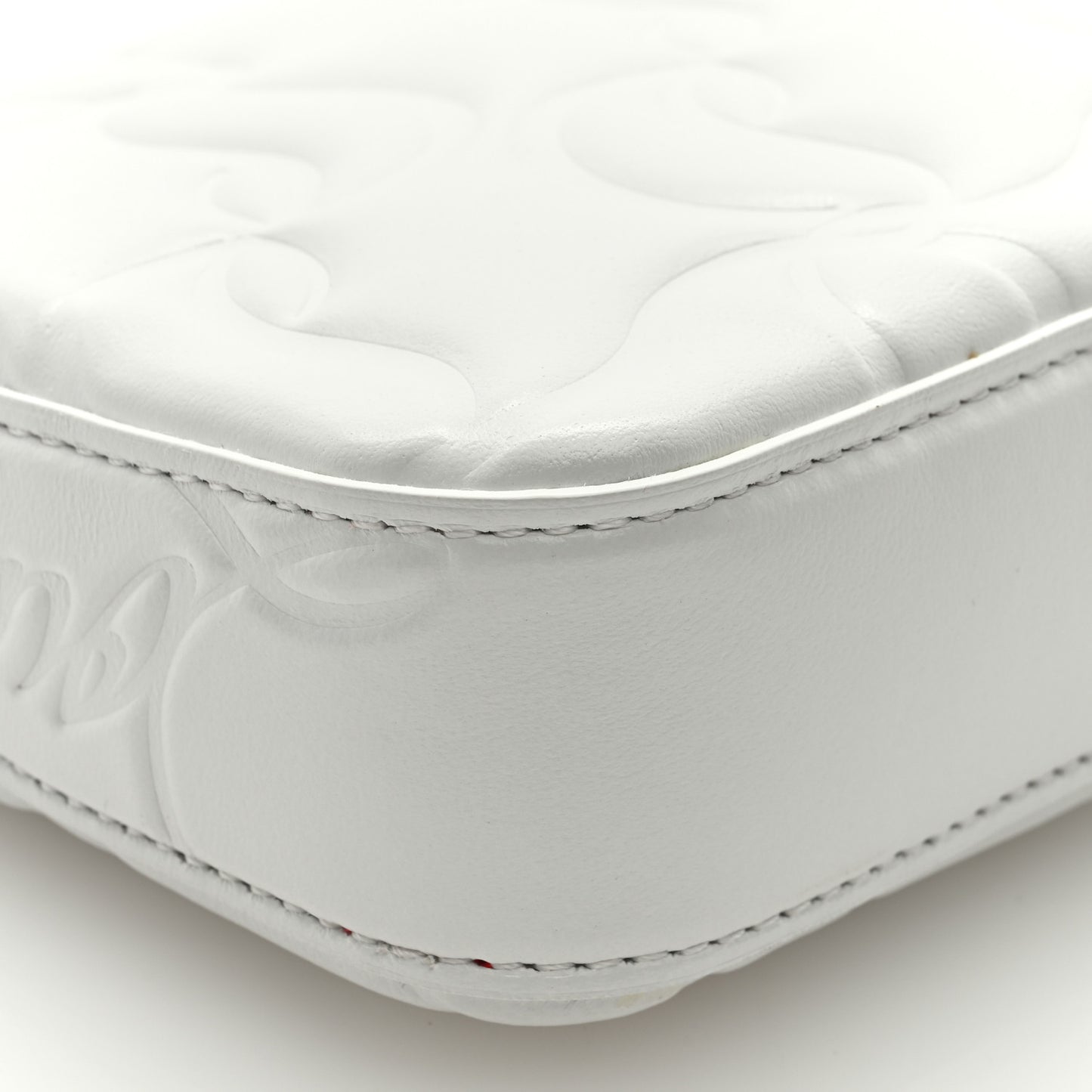 Calfskin Embossed Loubila Shoulder Bag White