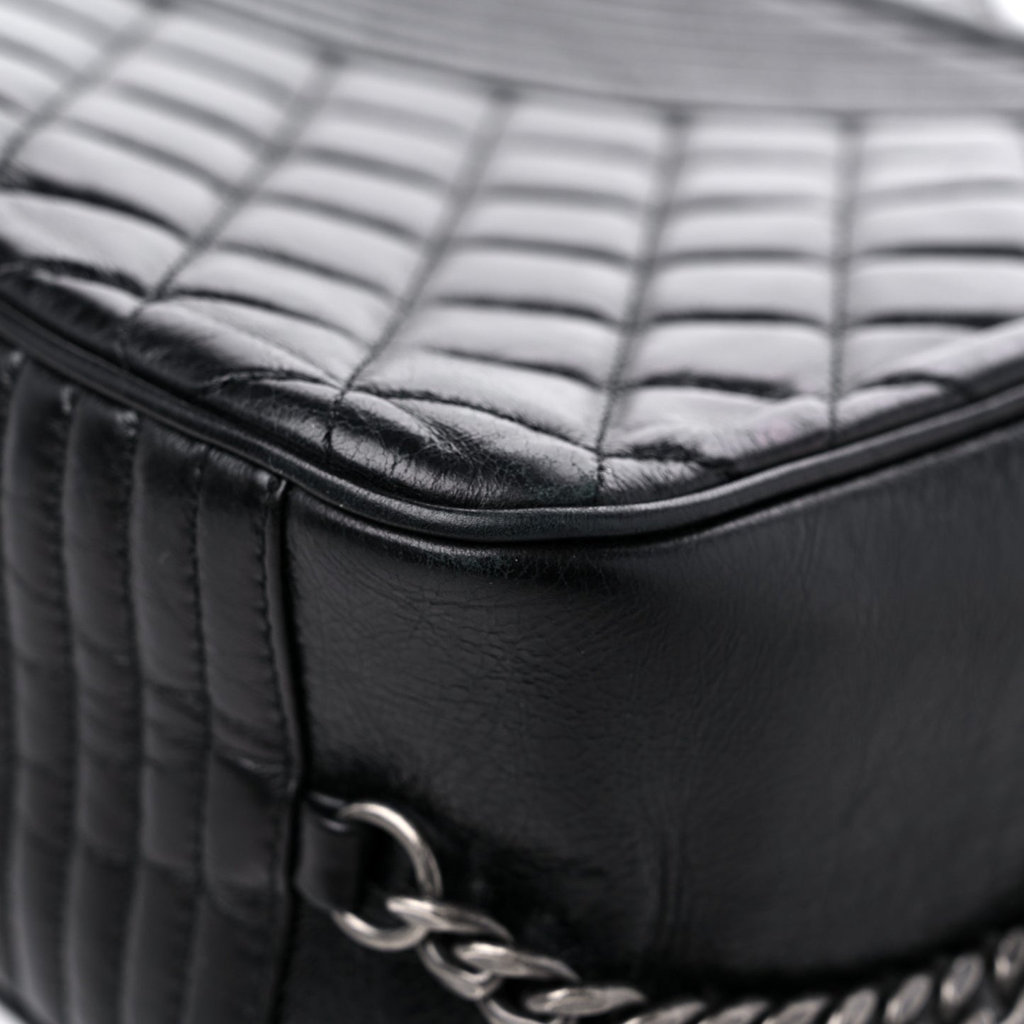 Glazed Calfskin Coco Boy Camera Case Black