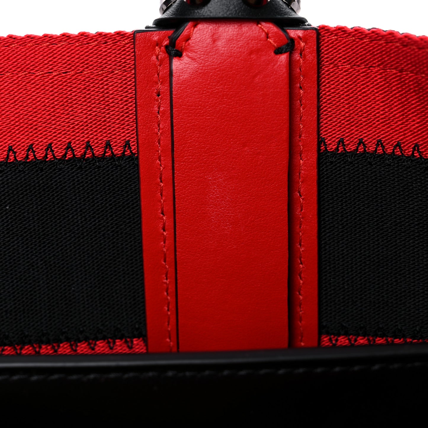 Canvas Spikes East West Cabata Tote Red Black