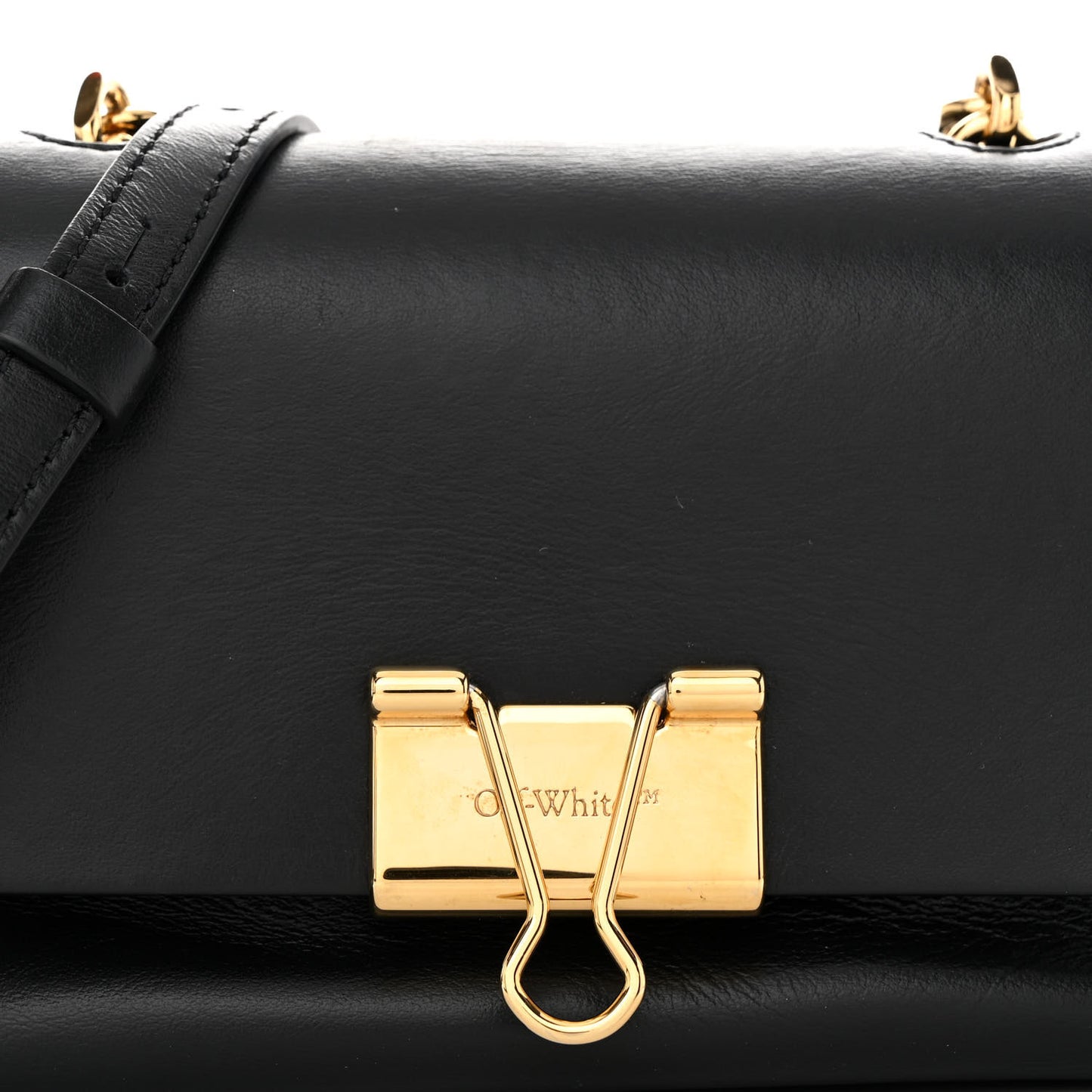Calfskin Small Binder Clip Crossbody Black