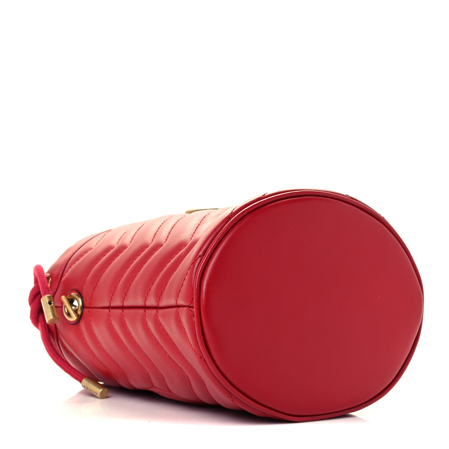 Calfskin Matelasse Mini GG Marmont 2.0 Bucket Bag Hibiscus Red