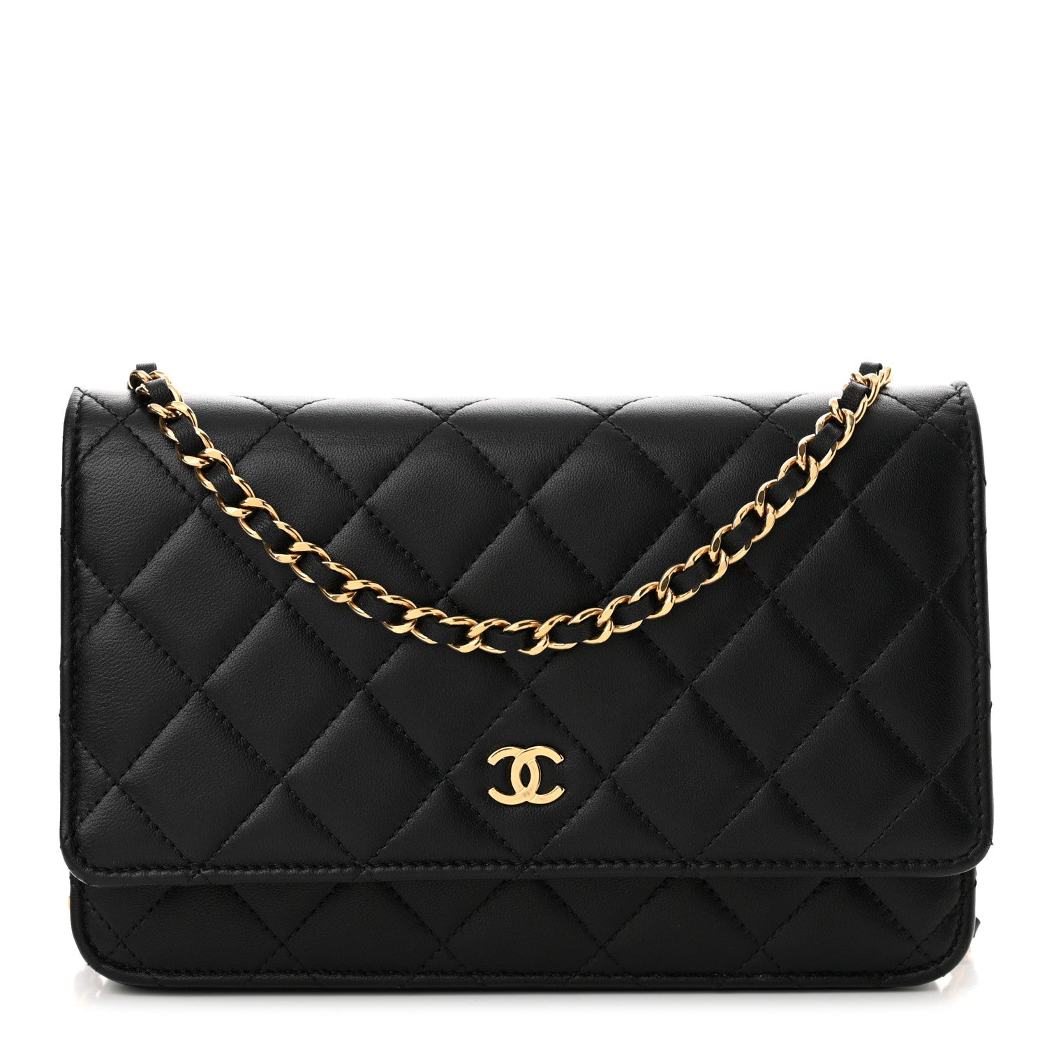 Chanel Lambskin Quilted Wallet On Chain WOC Black 1 of 15