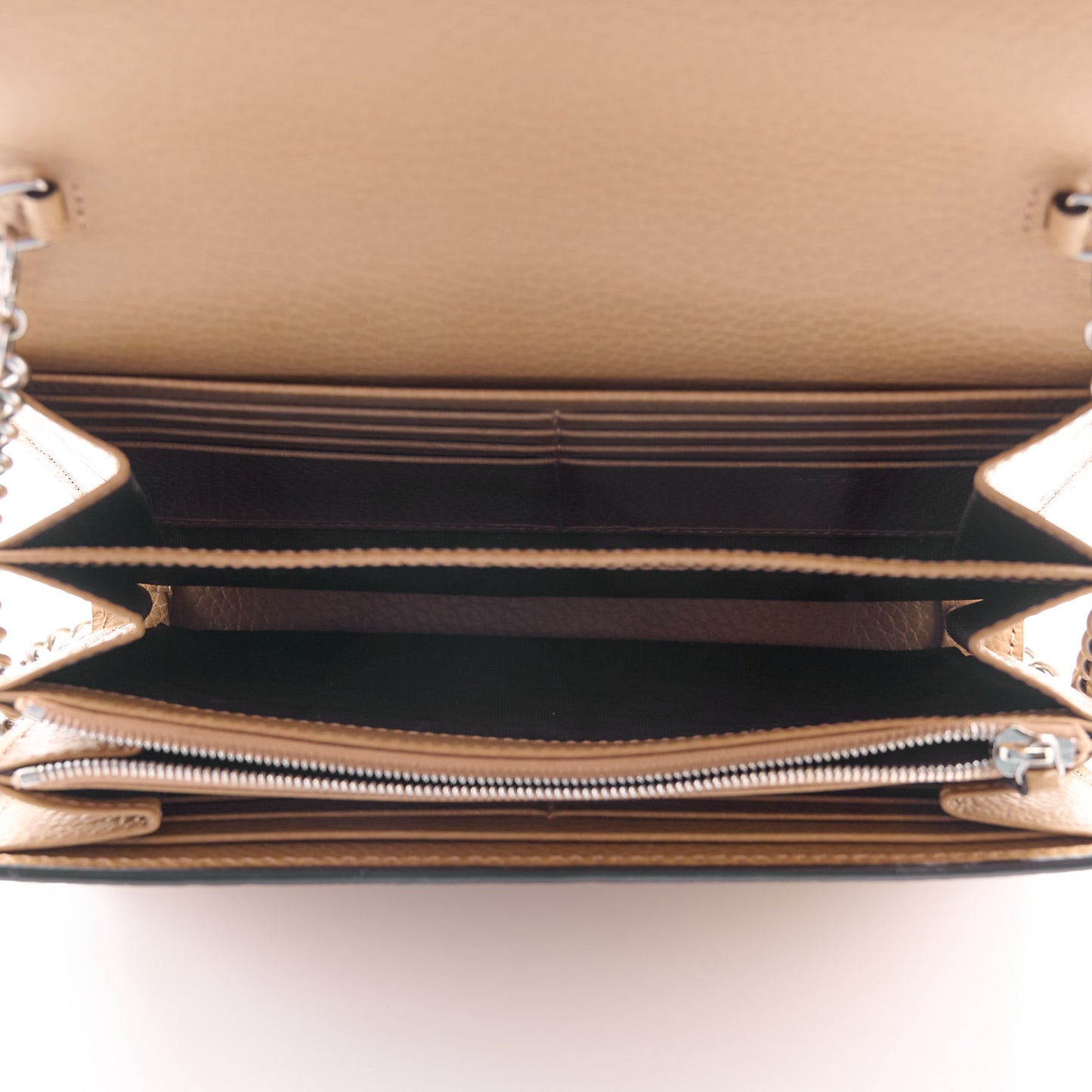 Dollar Calfskin Crystal Mini Dionysus Chain Wallet Natural Tan Black Diamond