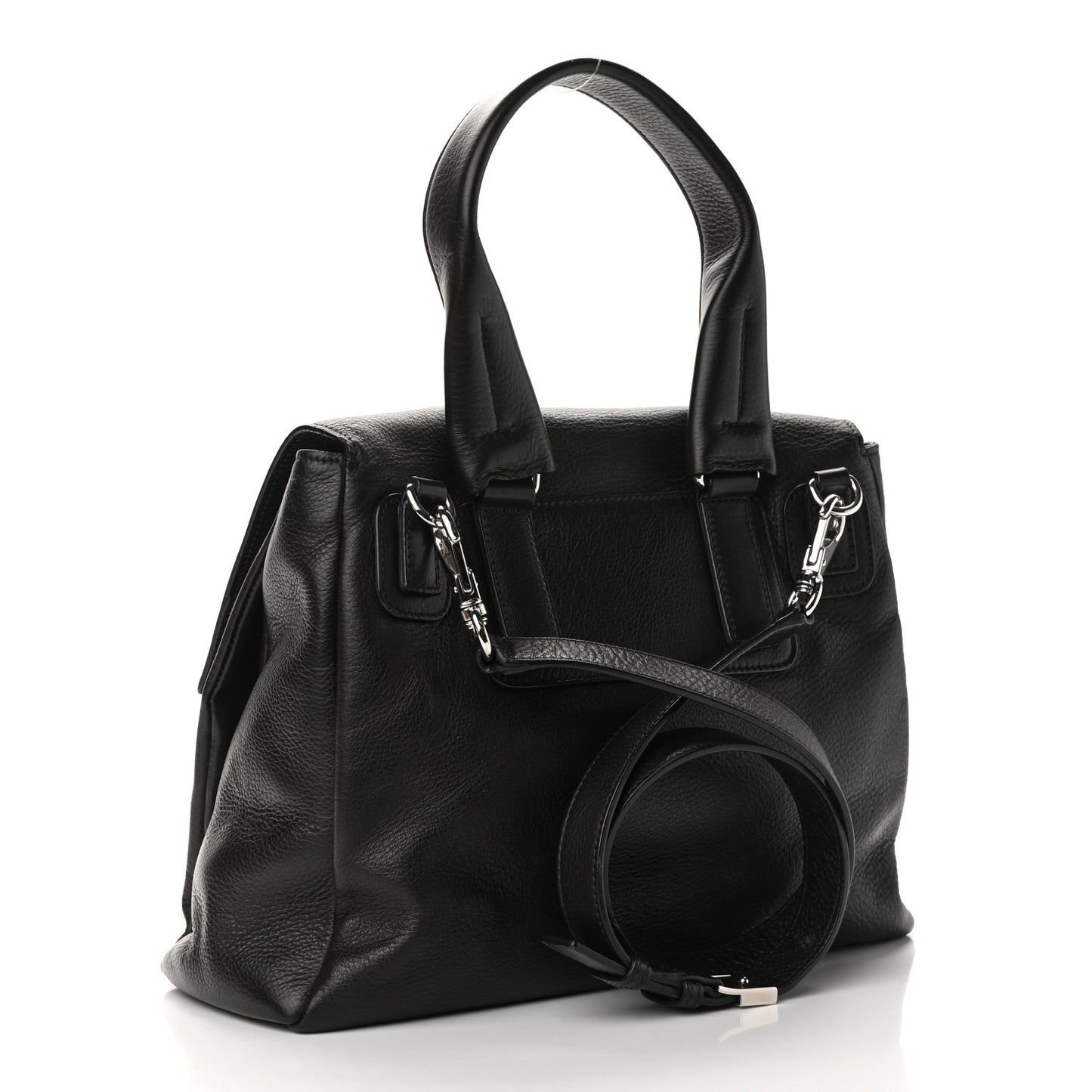 Pebbled Calfskin Small Pandora Pure Flap Bag Black