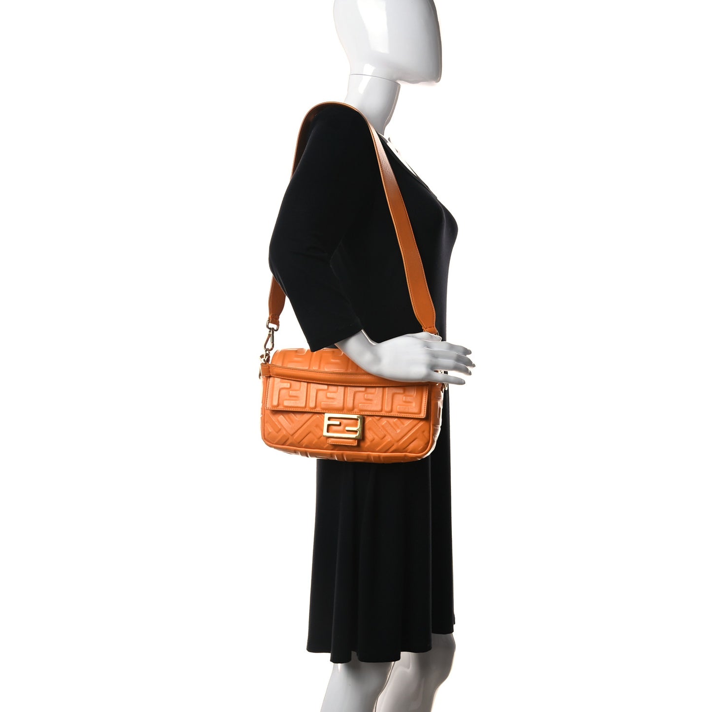 Nappa FF 1974 Embossed Baguette Clementine