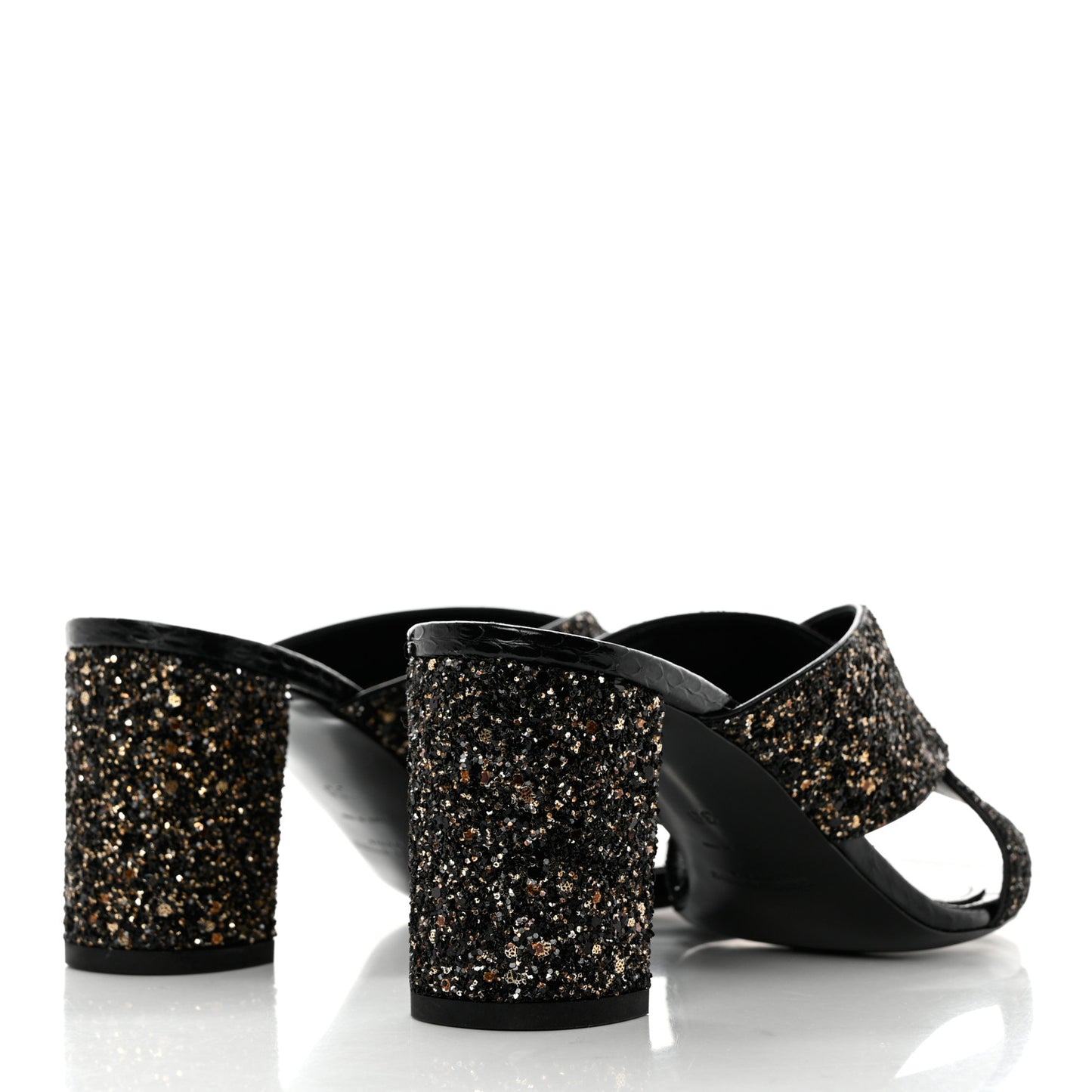 Glitter LouLou 70 Mule Sandals 38 Black Gold