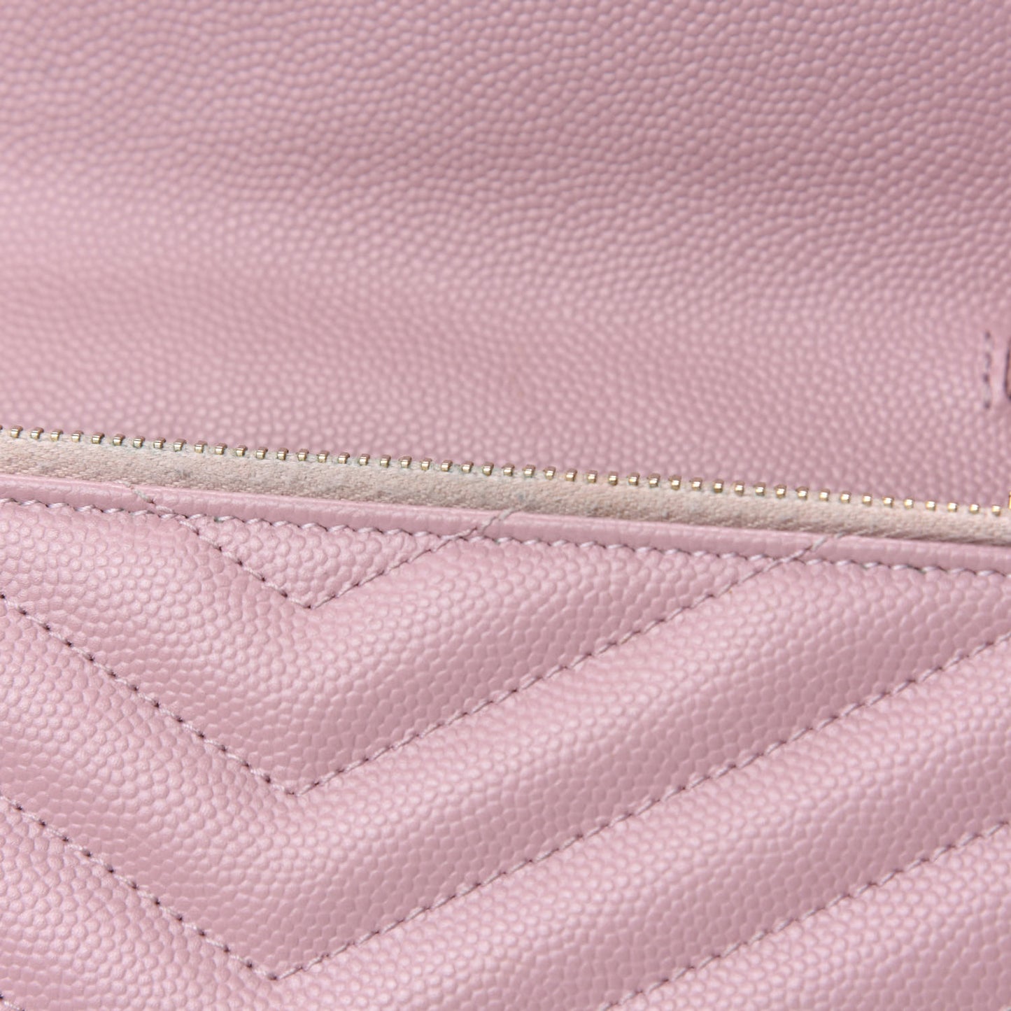 Grain De Poudre Matelasse Chevron Monogram Envelope Chain Wallet Pale Pink