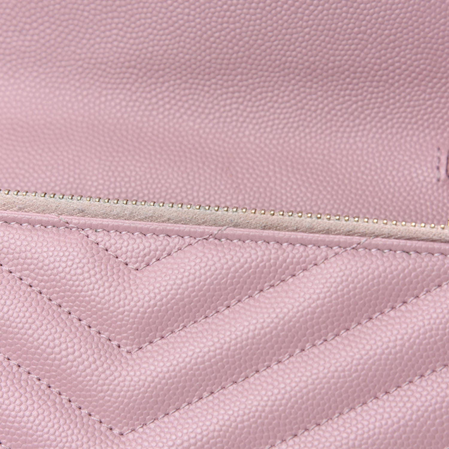 Saint Laurent Grain De Poudre Matelasse Chevron Monogram Envelope Chain Wallet Pale Pink 9 of 13