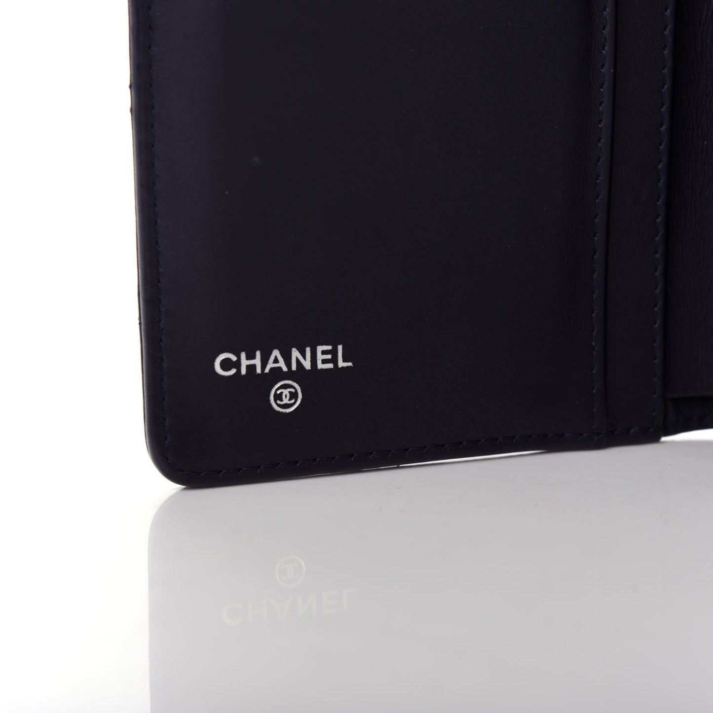 Caviar Quilted Yen Wallet Dark Blue